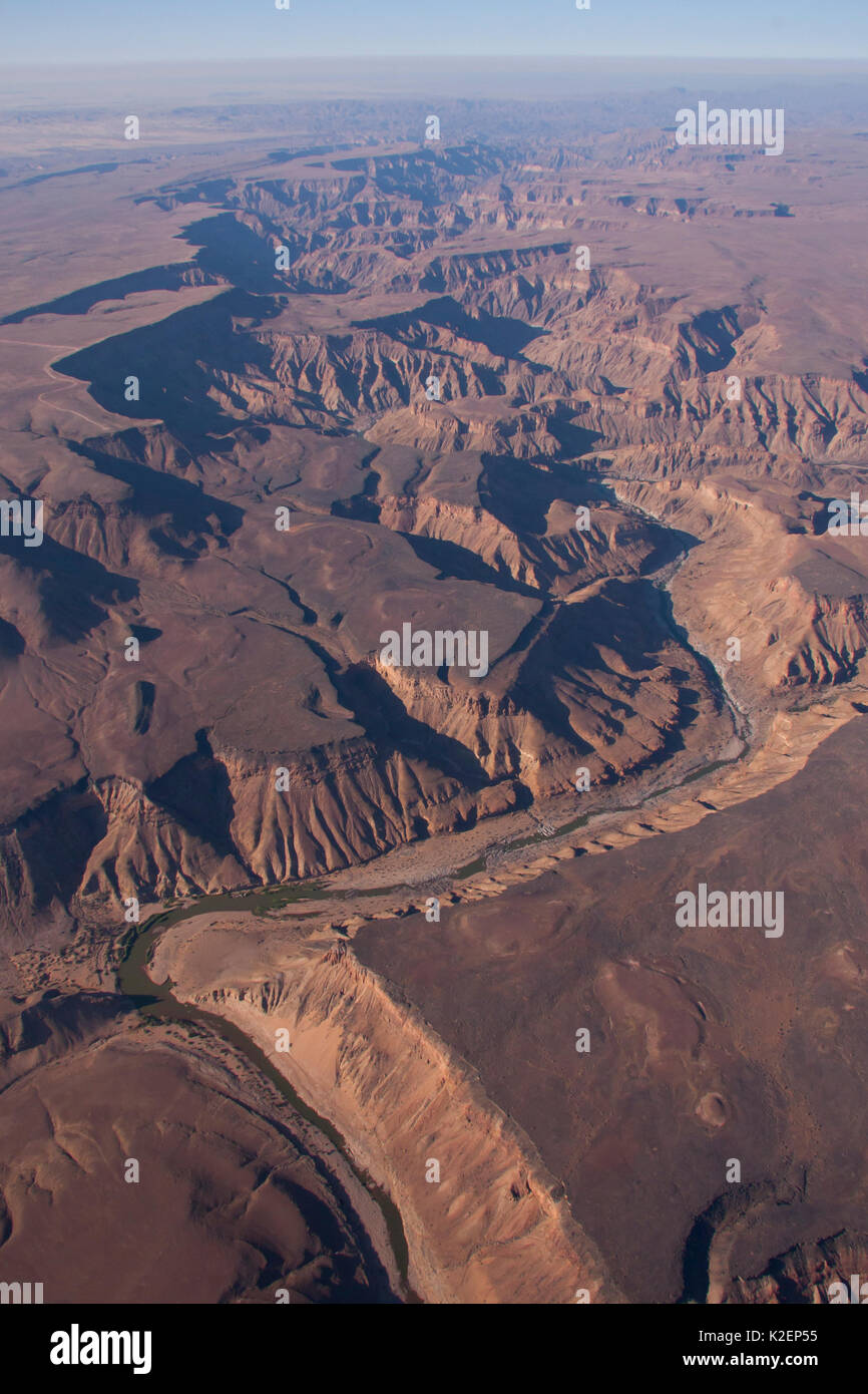 Vue aérienne de Fish River Canyon, Afrique du Sud, septembre 2011. Banque D'Images