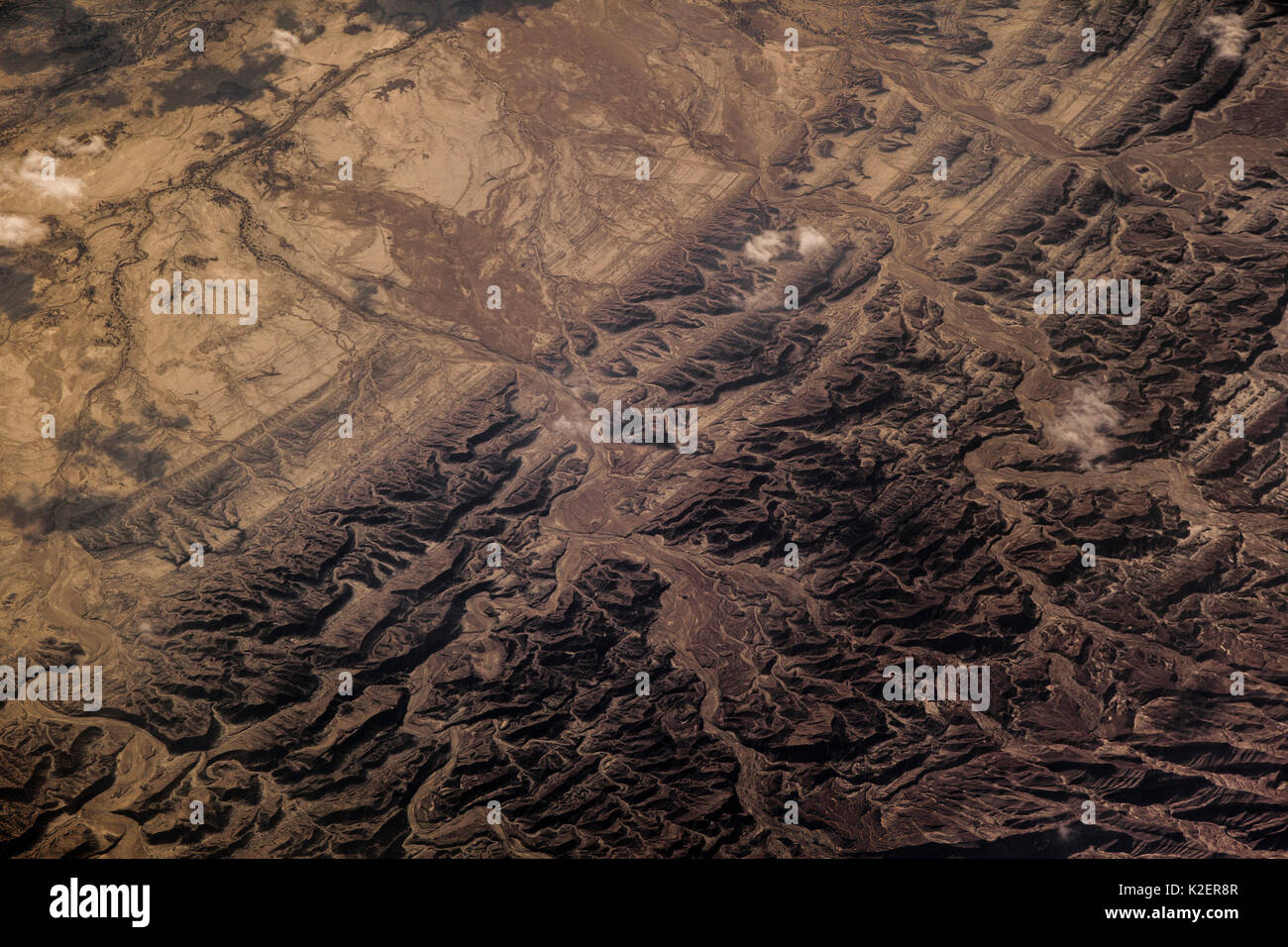 Vue de l'avion sur le sud du Pakistan, décembre. Banque D'Images