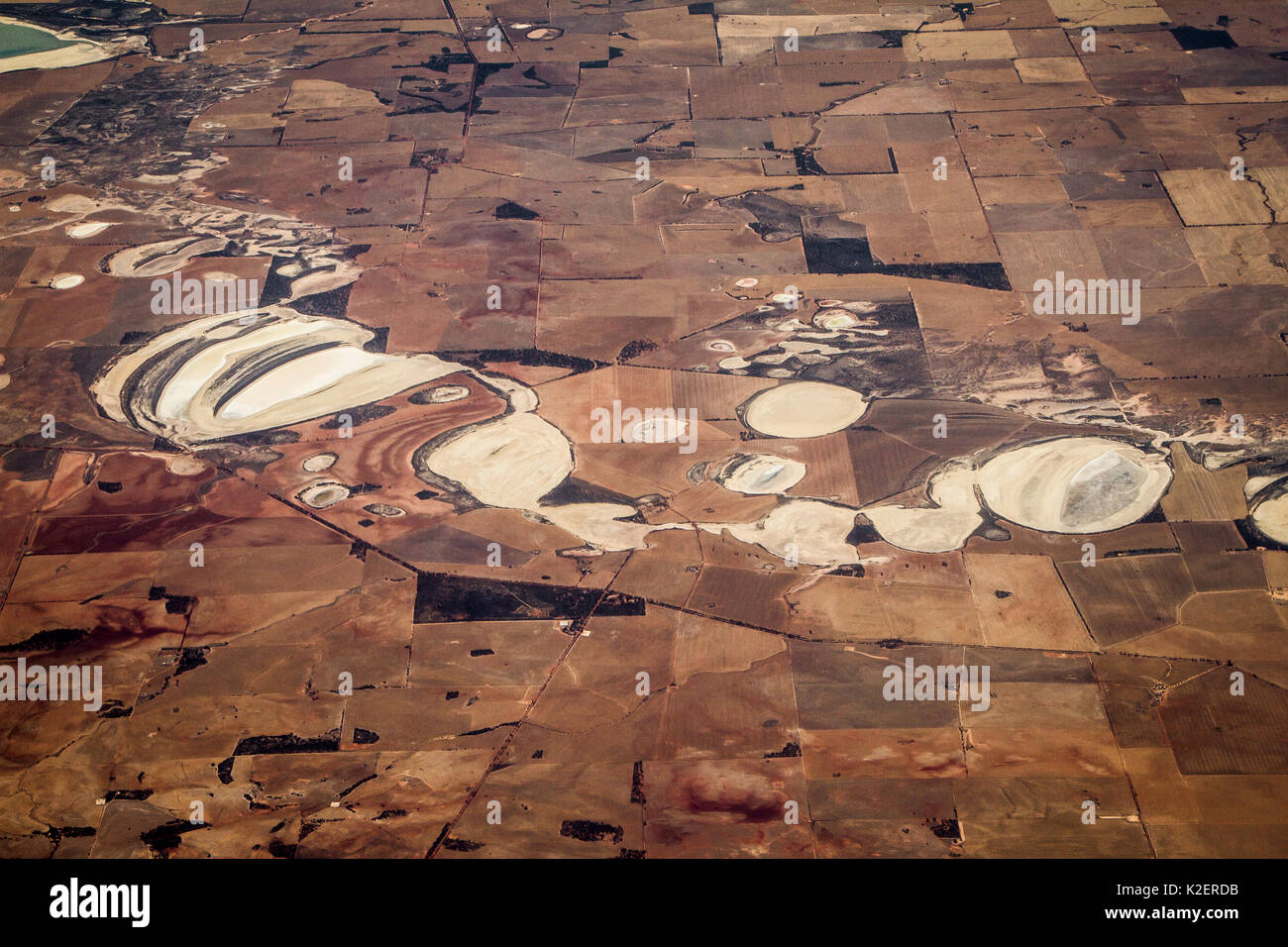 Vue de plan de paysage entre Alice Springs et Perth, Australie, novembre. Banque D'Images
