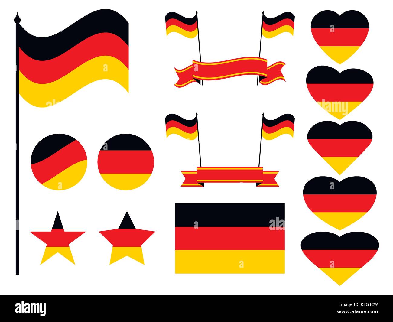 L'Allemagne. Ensemble de symboles, d'un drapeau dans le cœur. Vector illustration Illustration de Vecteur