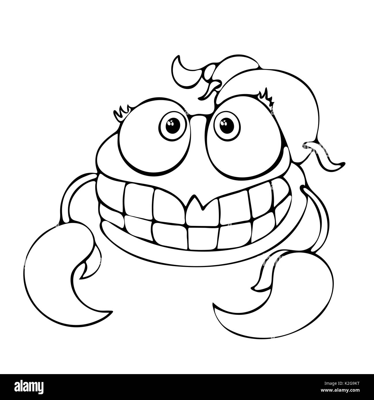 Funny Cartoon livre à colorier pour scorpion isolé sur fond blanc, noir et blanc scénario dessin à la main, monochrome Illustration de Vecteur