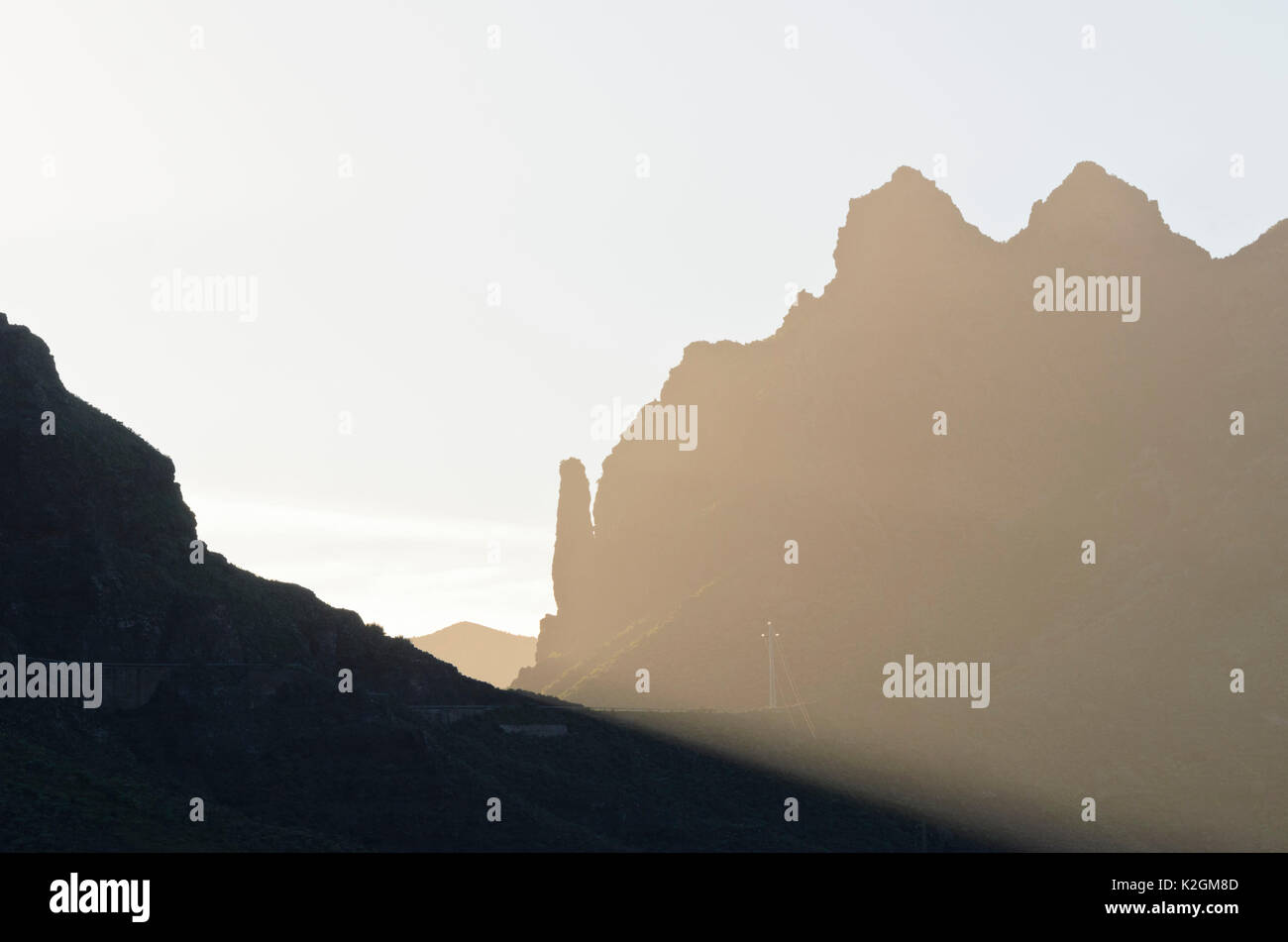 Paysage de montagne dans le coucher du soleil la lumière, Gran Canaria, Espagne Banque D'Images