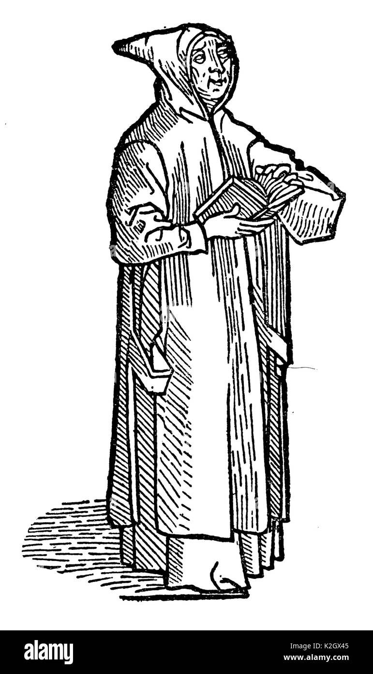 Chartreux. Après une gravure sur bois à partir de l'année 1492 Banque D'Images