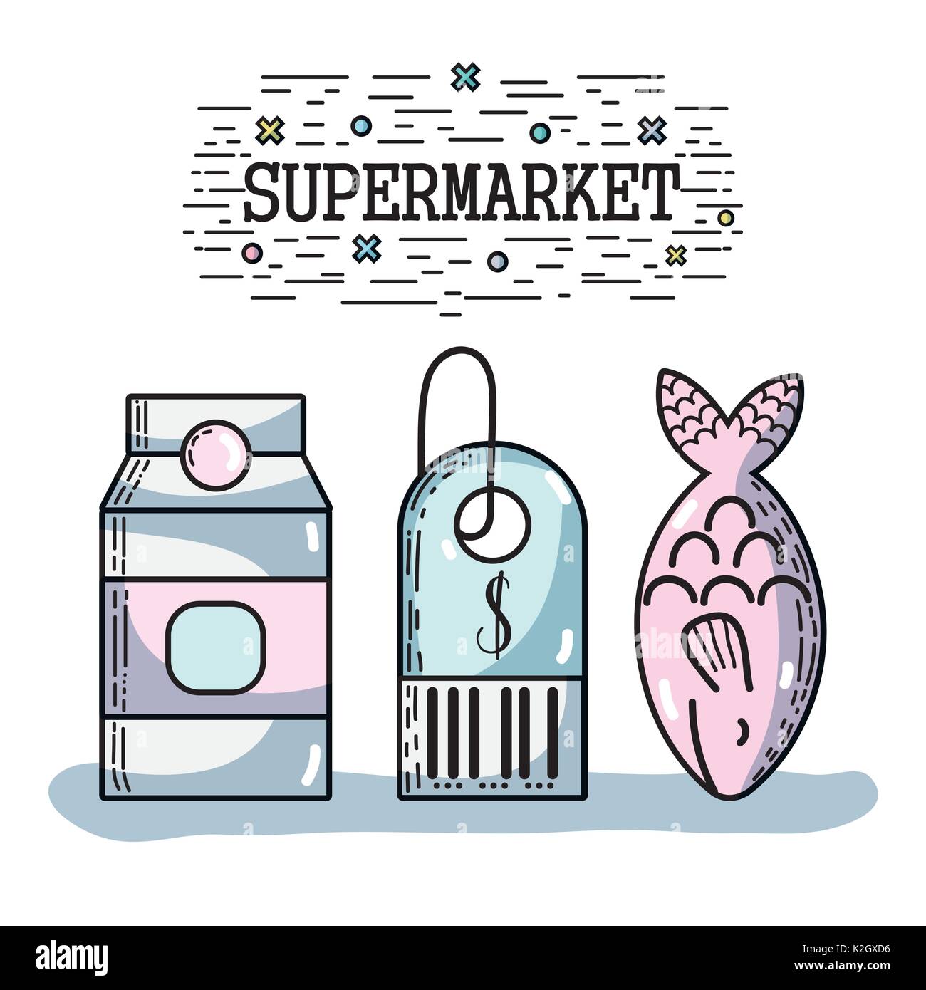 Suprmarket avec divers produits et commerce shop Illustration de Vecteur