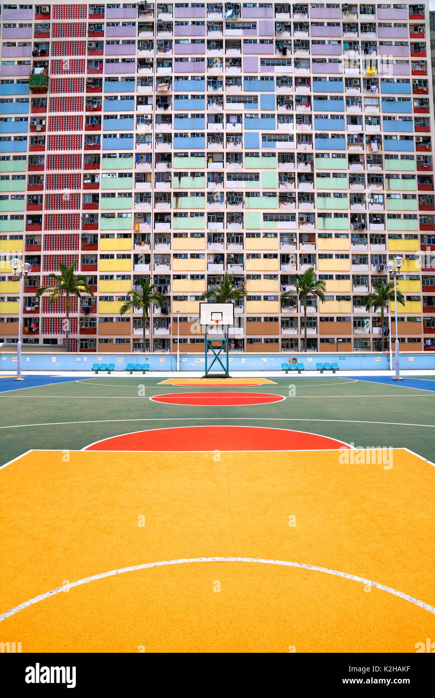 Choi Hung Estate à Hong Kong - l'architecture étonnante et dynamique Banque D'Images