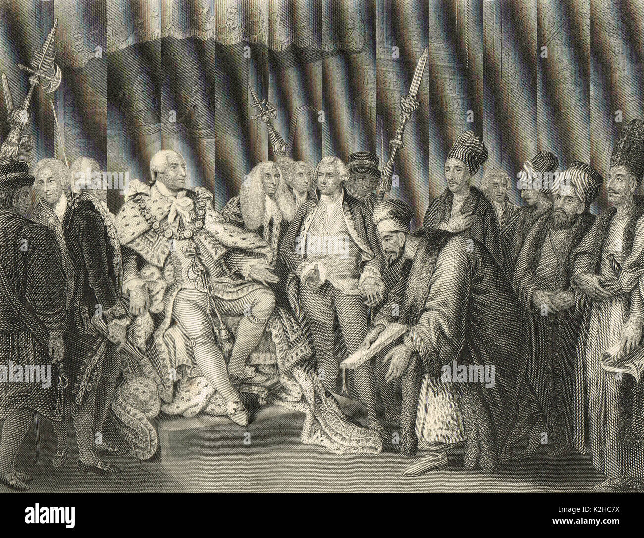 George III recevant l'ambassadeur turc Yusuf Aga Efendi à Londres, décembre 1793 Banque D'Images