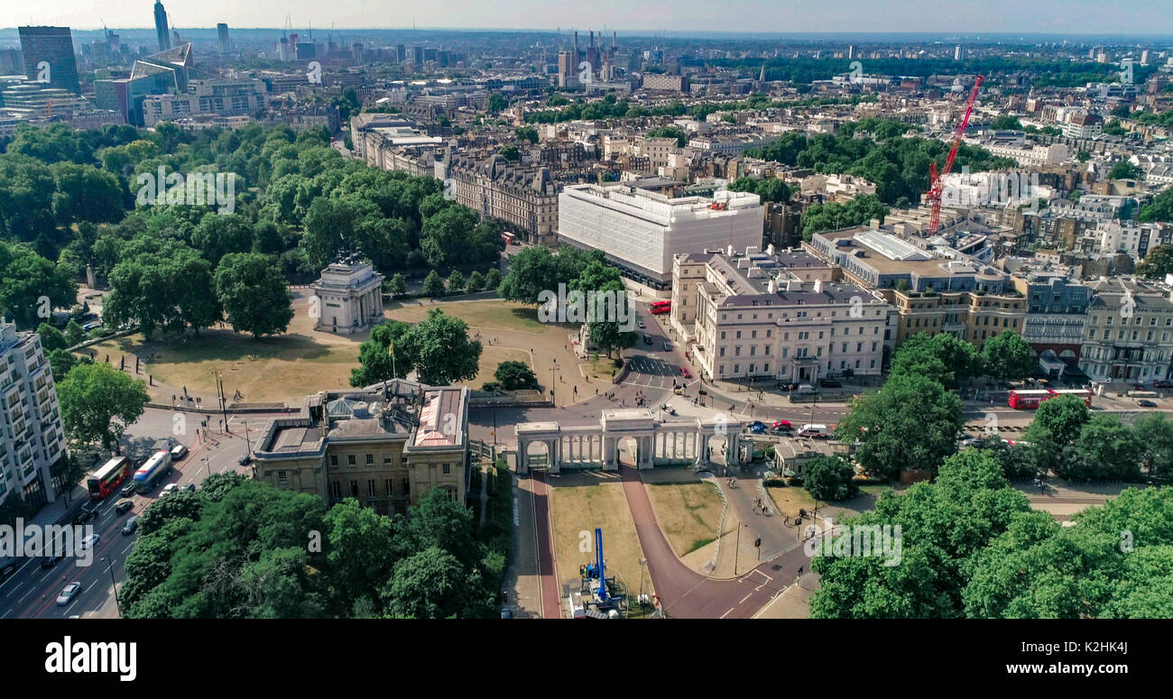 Vue aérienne du centre de Londres près de Hyde Park corner Banque D'Images