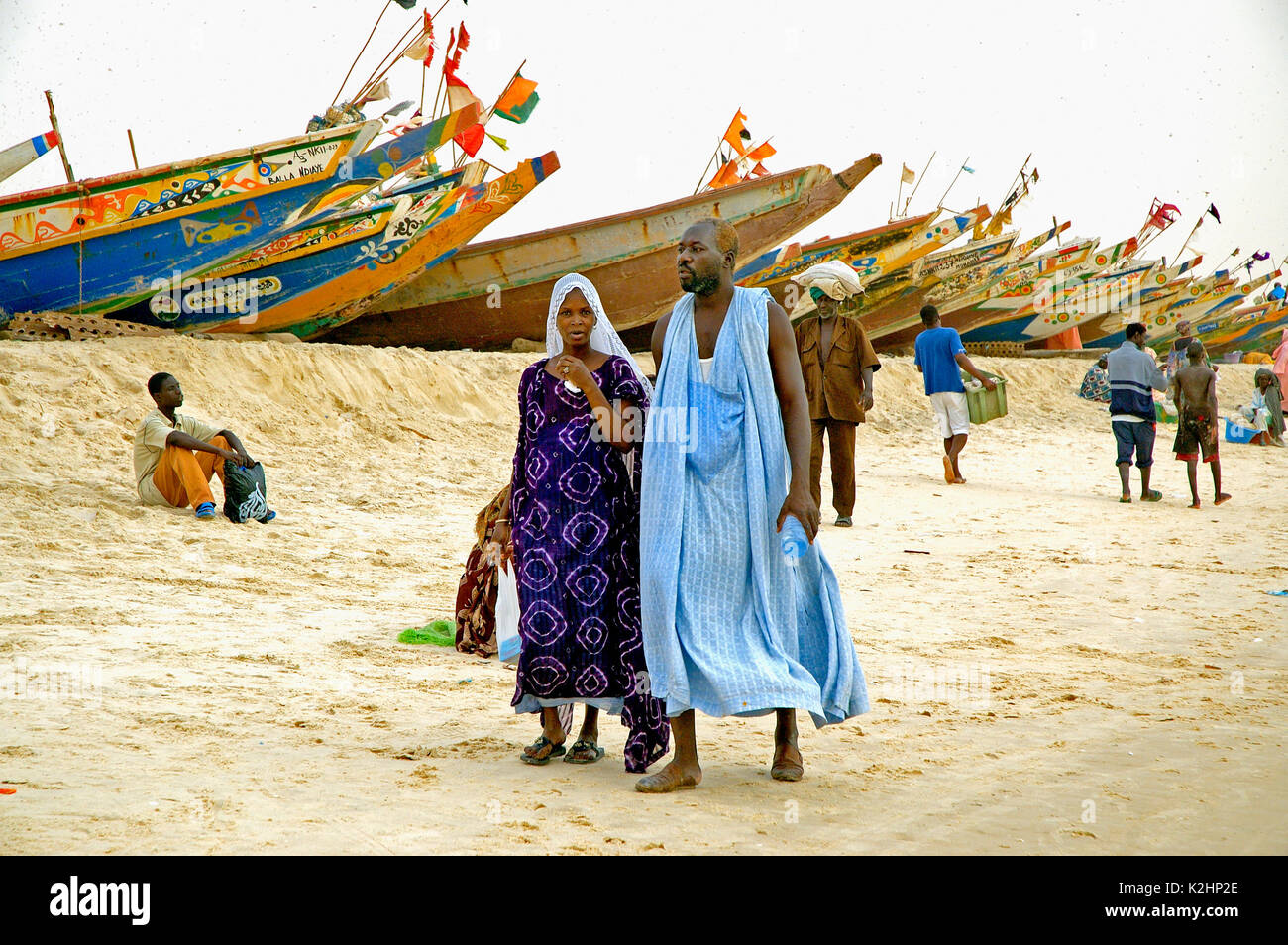 Pêcheur. Nouakchott, Mauritanie Banque D'Images