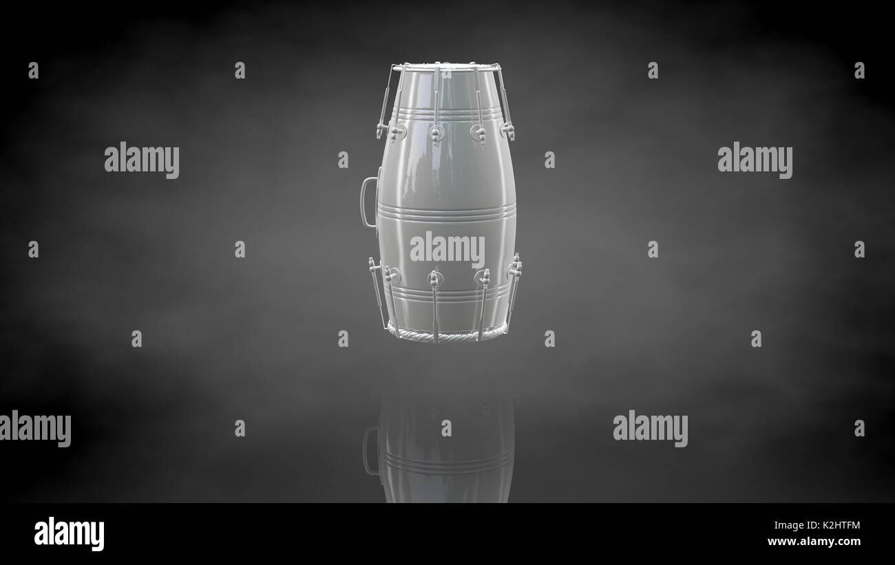 Le rendu 3D d'un tambour de réflexion sur un fond noir foncé Banque D'Images