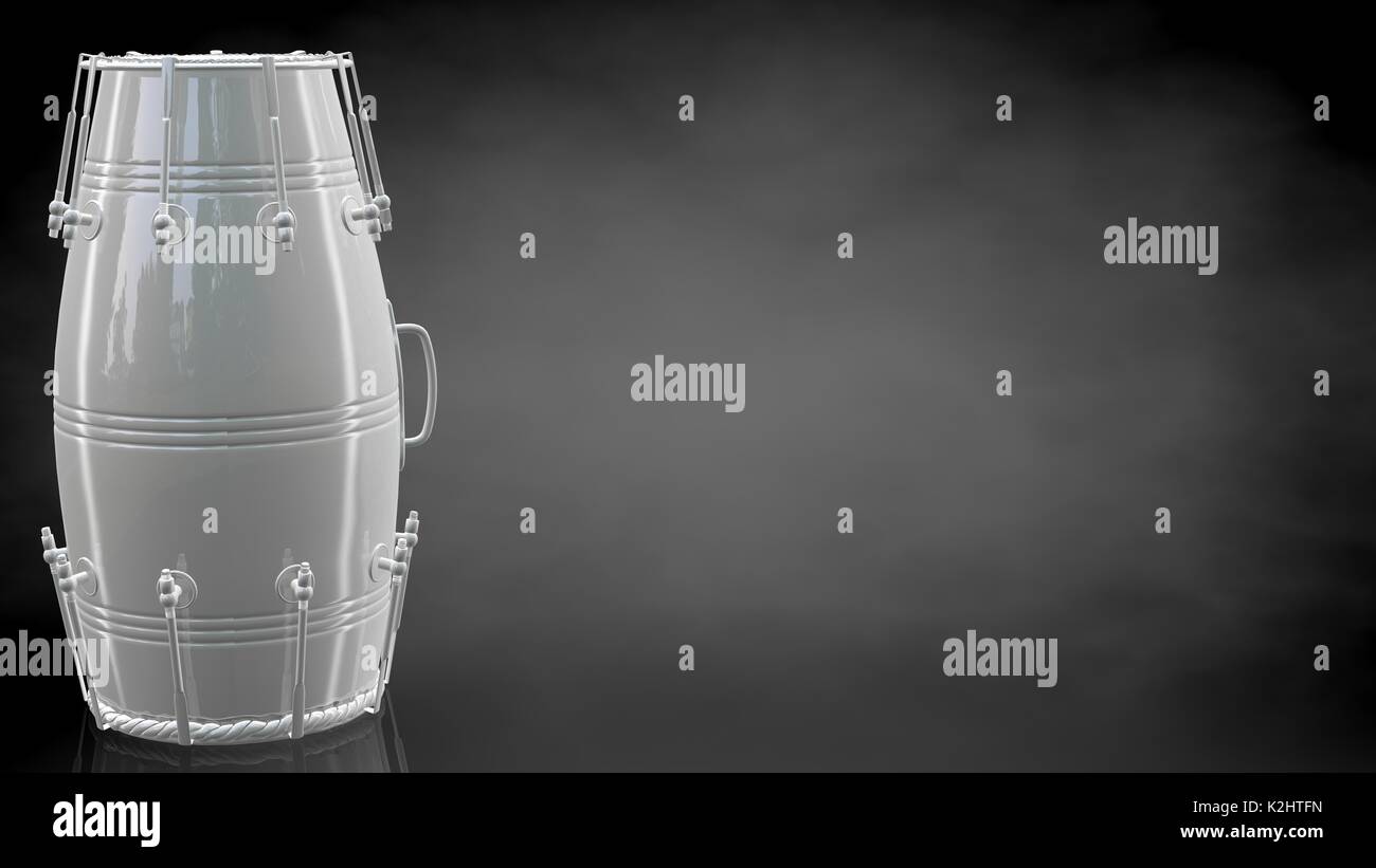 Le rendu 3D d'un tambour de réflexion sur un fond noir foncé Banque D'Images