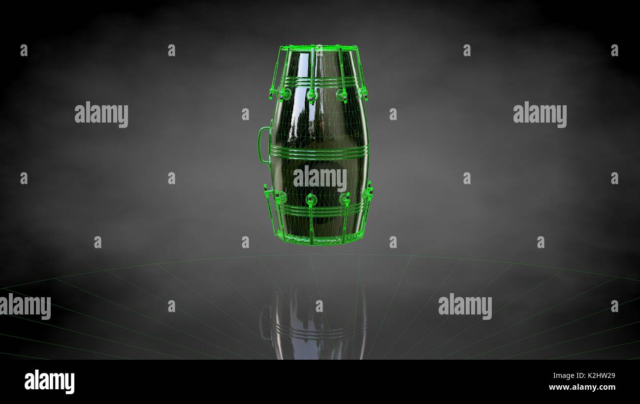 Le rendu 3D d'un tambour de réflexion sur un fond noir foncé Banque D'Images