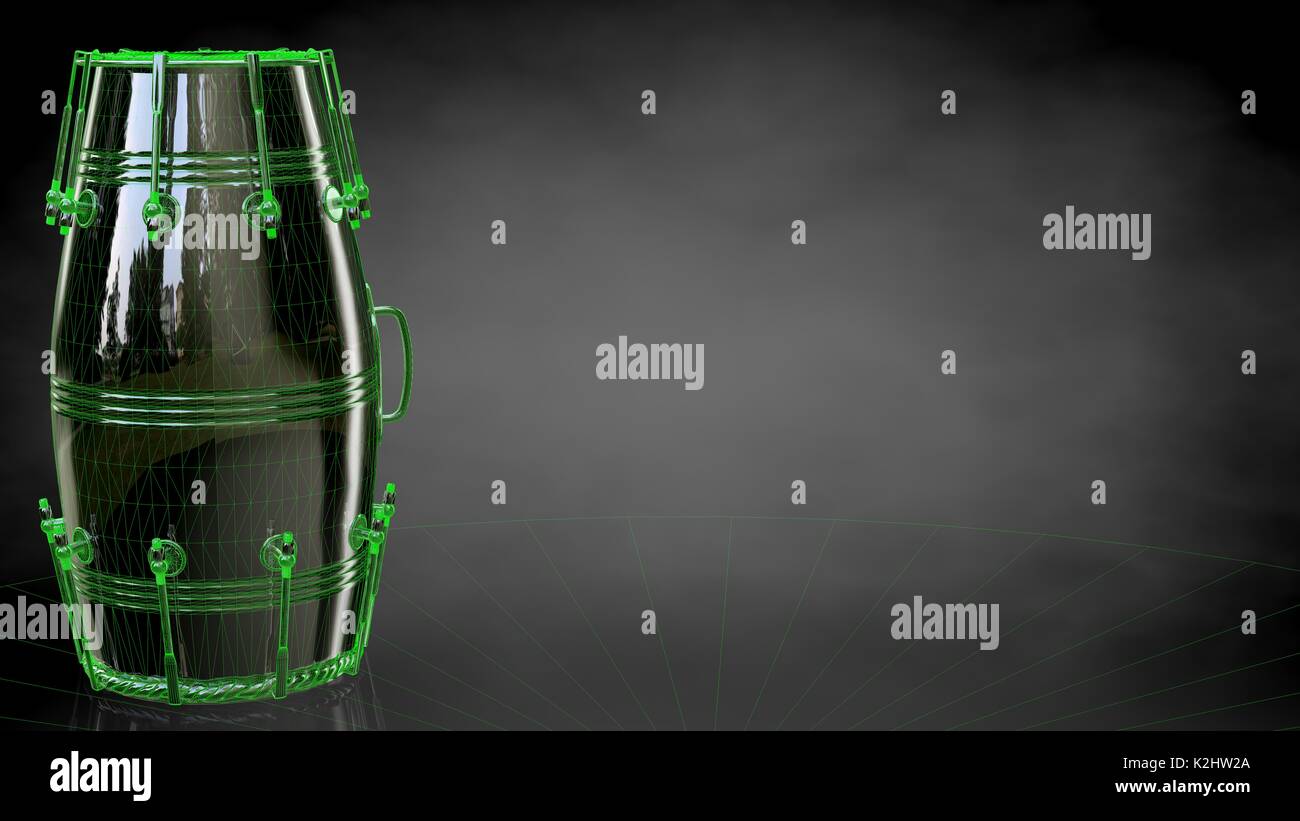 Le rendu 3D d'un tambour de réflexion sur un fond noir foncé Banque D'Images
