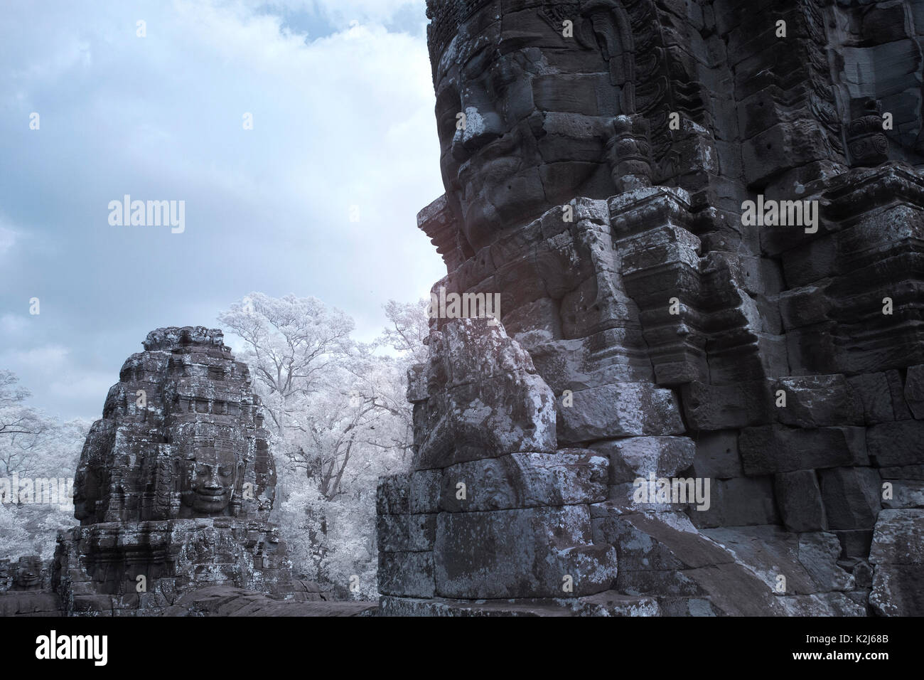 Angkor Thom visage virtuel réaliste incroyable château de pierre Cambodge siem reap Banque D'Images