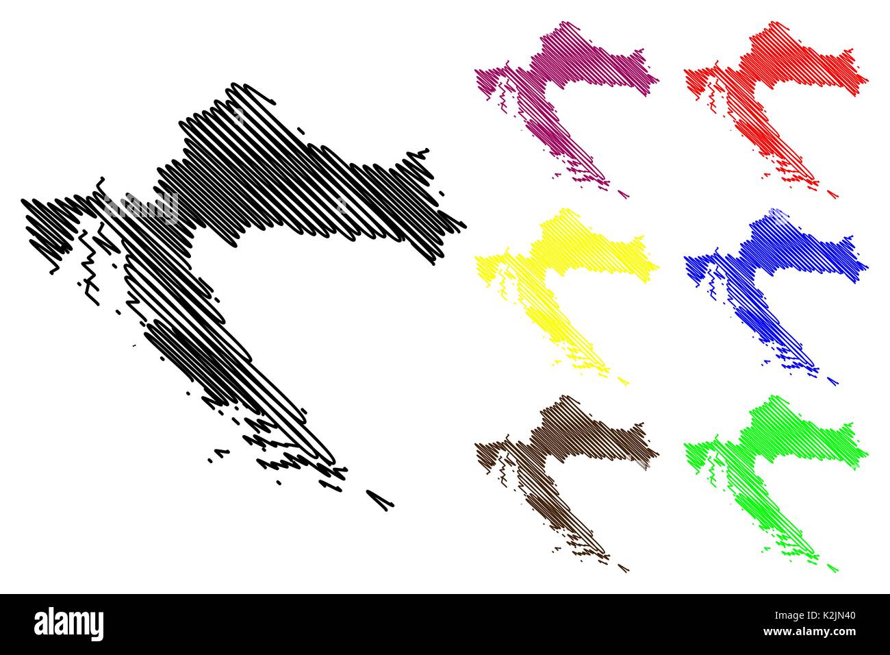 La carte de la Croatie, d'illustration vectorielle scribble sketch Croatie Illustration de Vecteur