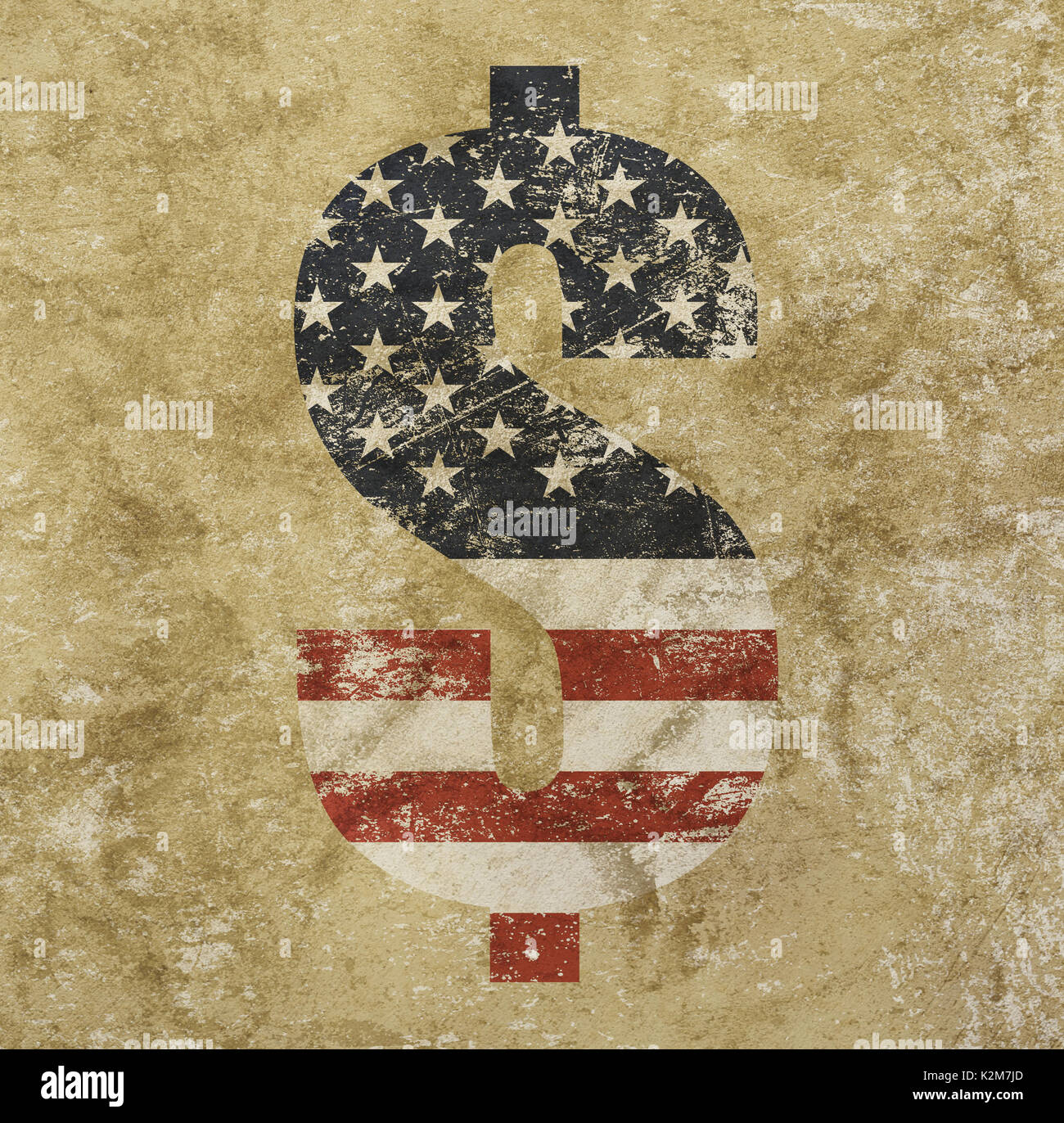 Dollar américain se déconnecter icône avec nous flag plus affligés shabby grunge background Banque D'Images