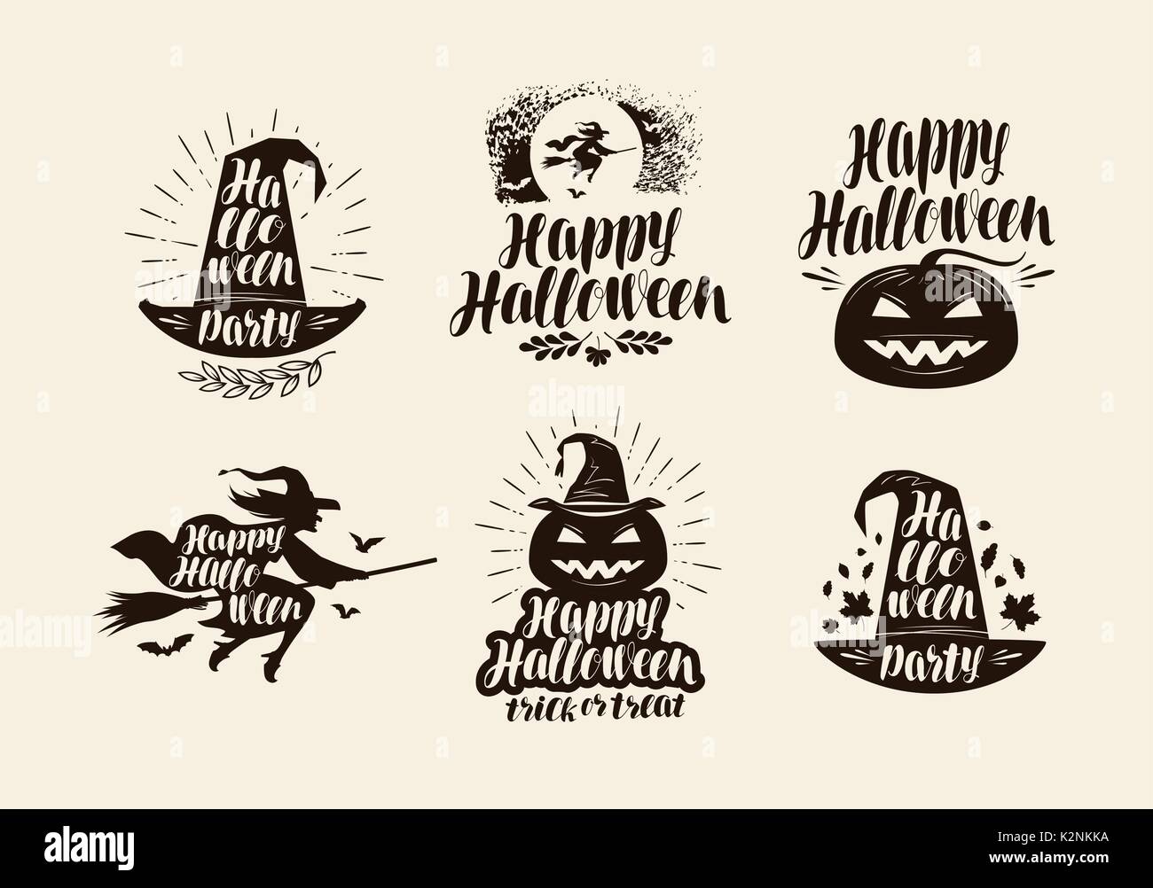 Logo Halloween ou l'étiquette. Le lettrage, calligraphie vector illustration Illustration de Vecteur