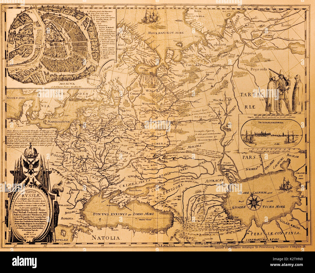 La Russie, en 1614, composé de papier à partir de Hessel Guerard après un croquis de Tzarevitch Fiodor Borissovitch Godounof Miihail Feodorovitch pour le Tsar Banque D'Images