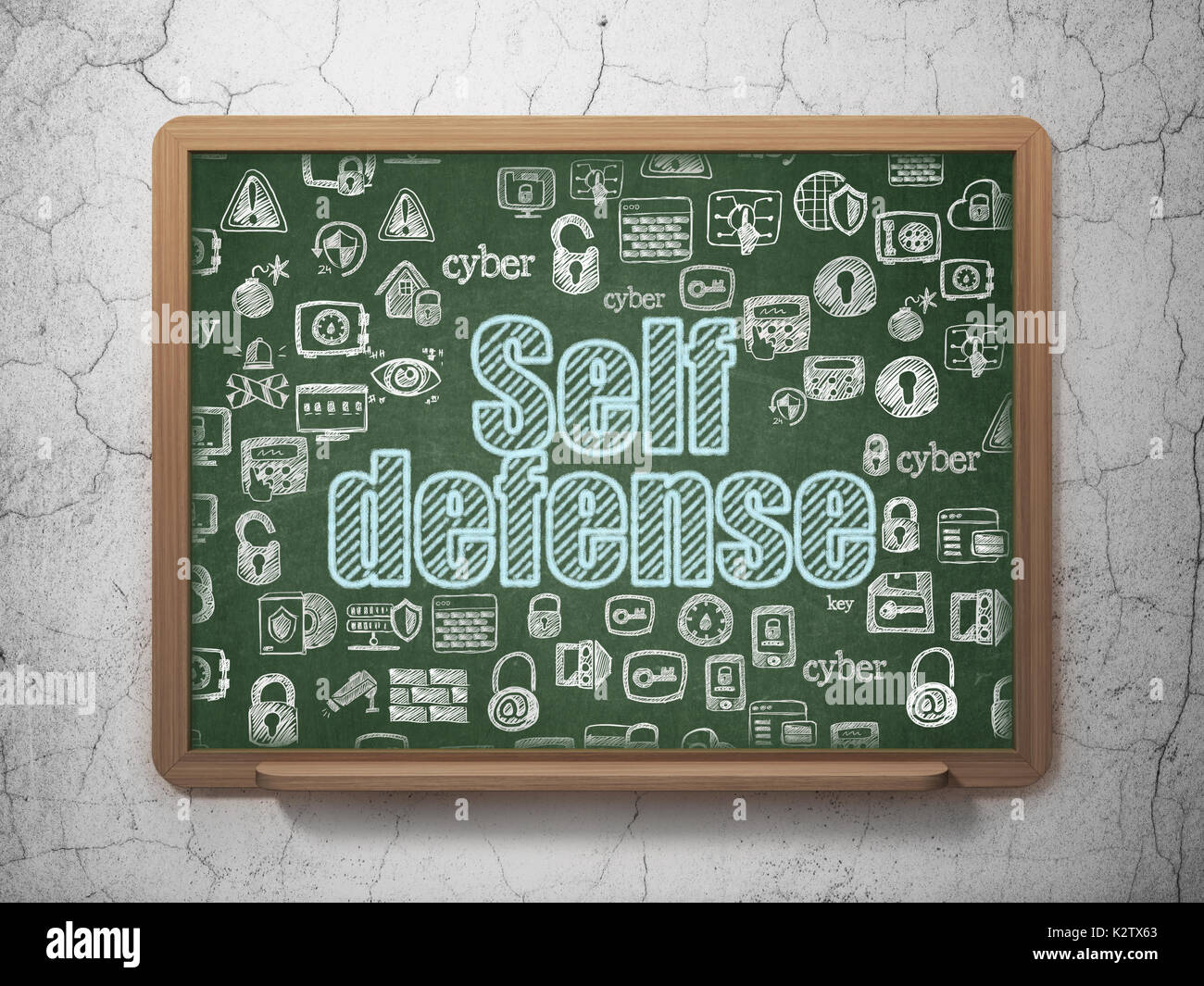 Concept de protection : Self Défense sur fond du Conseil scolaire Banque D'Images