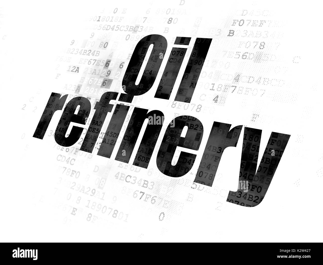 Concept : l'industrie des raffineries de pétrole sur fond numérique Banque D'Images