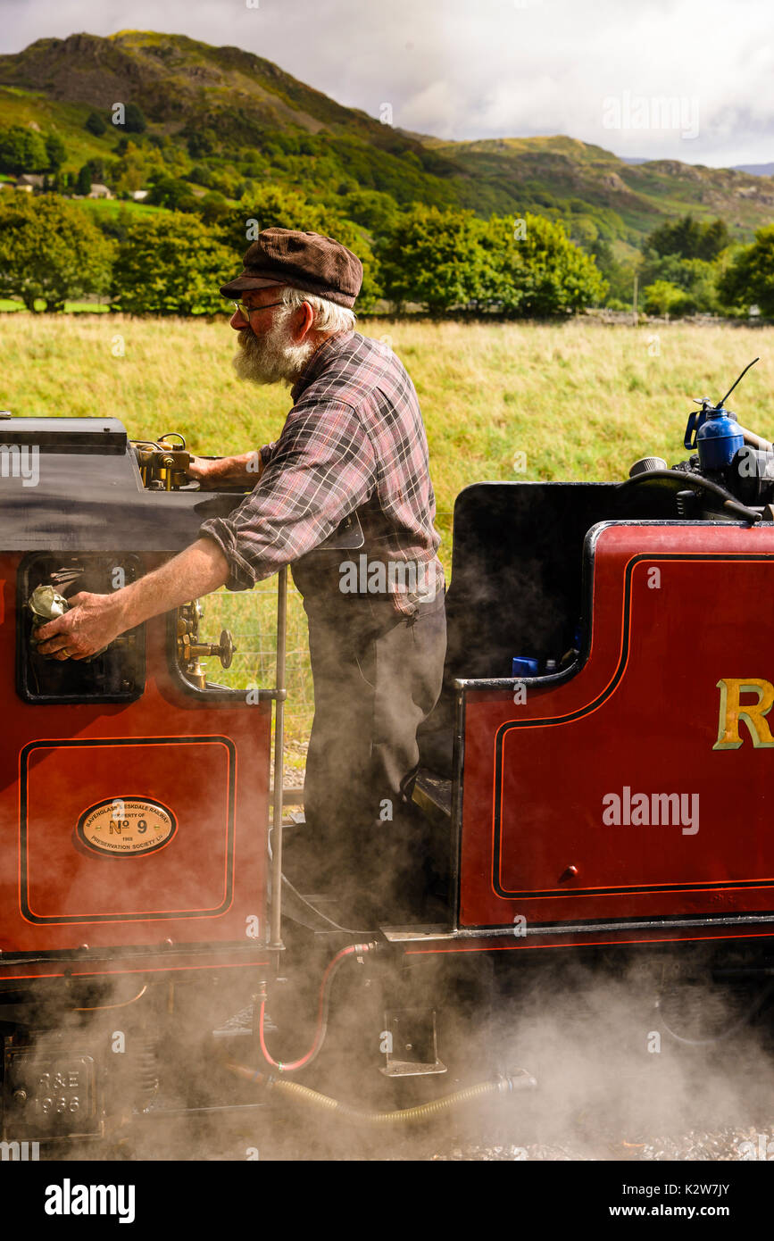 Moteur de pilote sur le Ravensglass & Eskdale Railway Banque D'Images