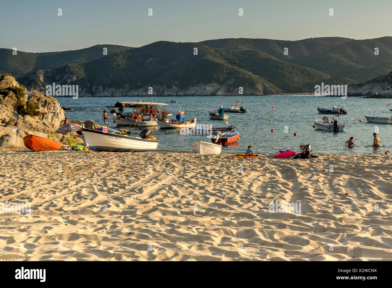 Plage de Kalamitsi Sithonia Chalkidiki Macédoine, Grèce centrale, Banque D'Images