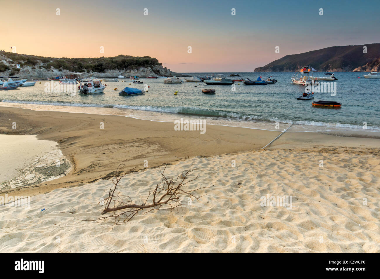 Sunrise Kalamitsi Sithonia Chalkidiki Macédoine, Grèce centrale, Banque D'Images