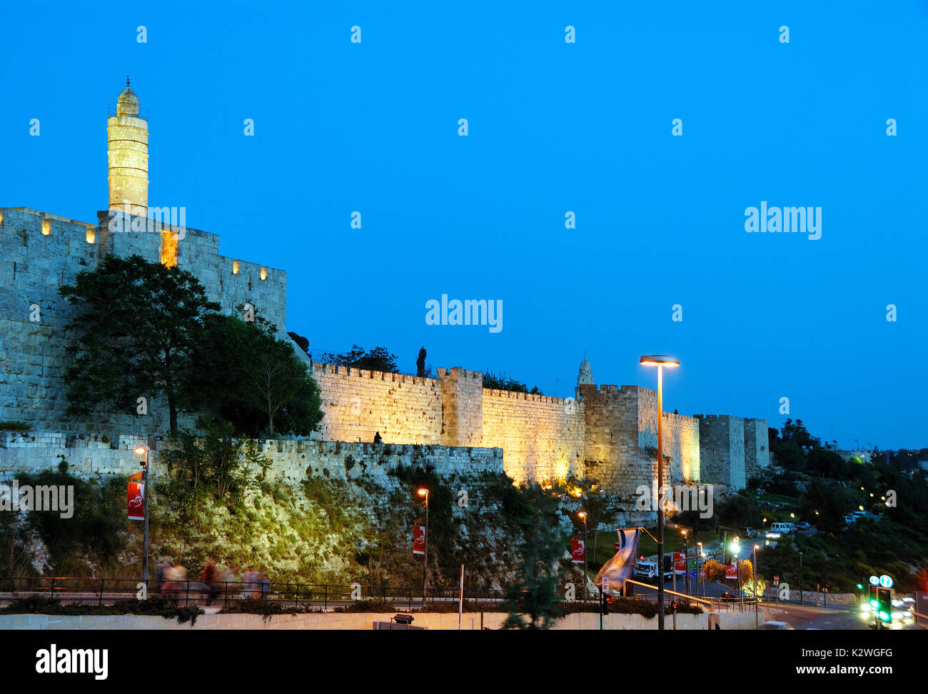 La Tour de David et les murs de la ville. Jérusalem, Israël Banque D'Images