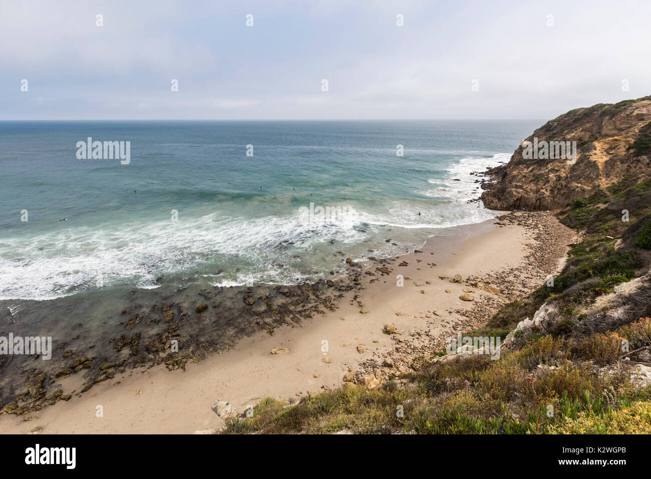 Dume isolé Cove à Point Dume State Beach à Malibu, en Californie. Banque D'Images