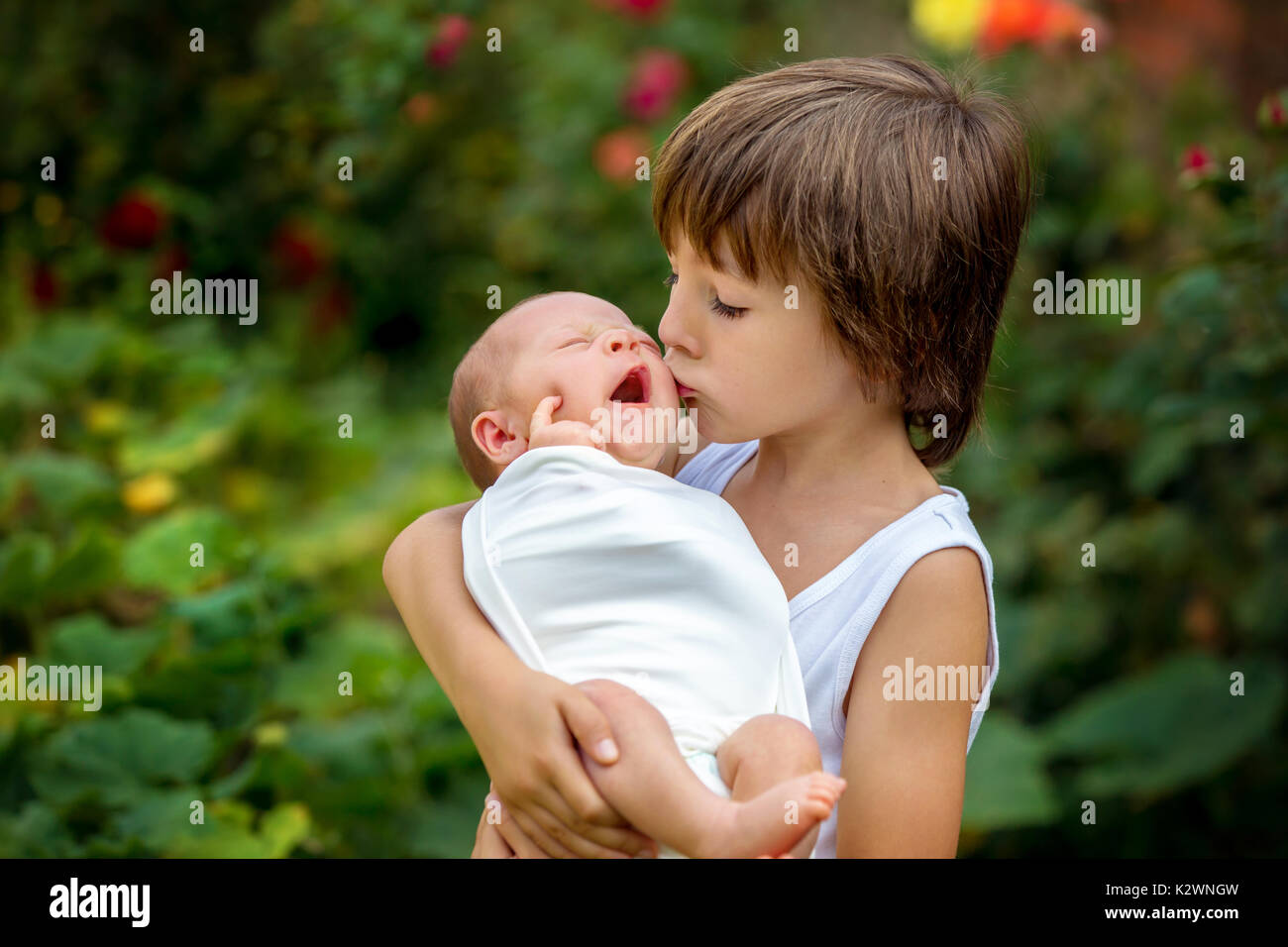 Petits Enfants Garcons Avec Un Nouveau Ne Frere Dans Le Parc Deux Jeunes Enfants Et Son Frere Standingin Serrant Le Jardin Les Freres Jumeaux S Embrasser Bebe Nouveau Ne Photo Stock Alamy