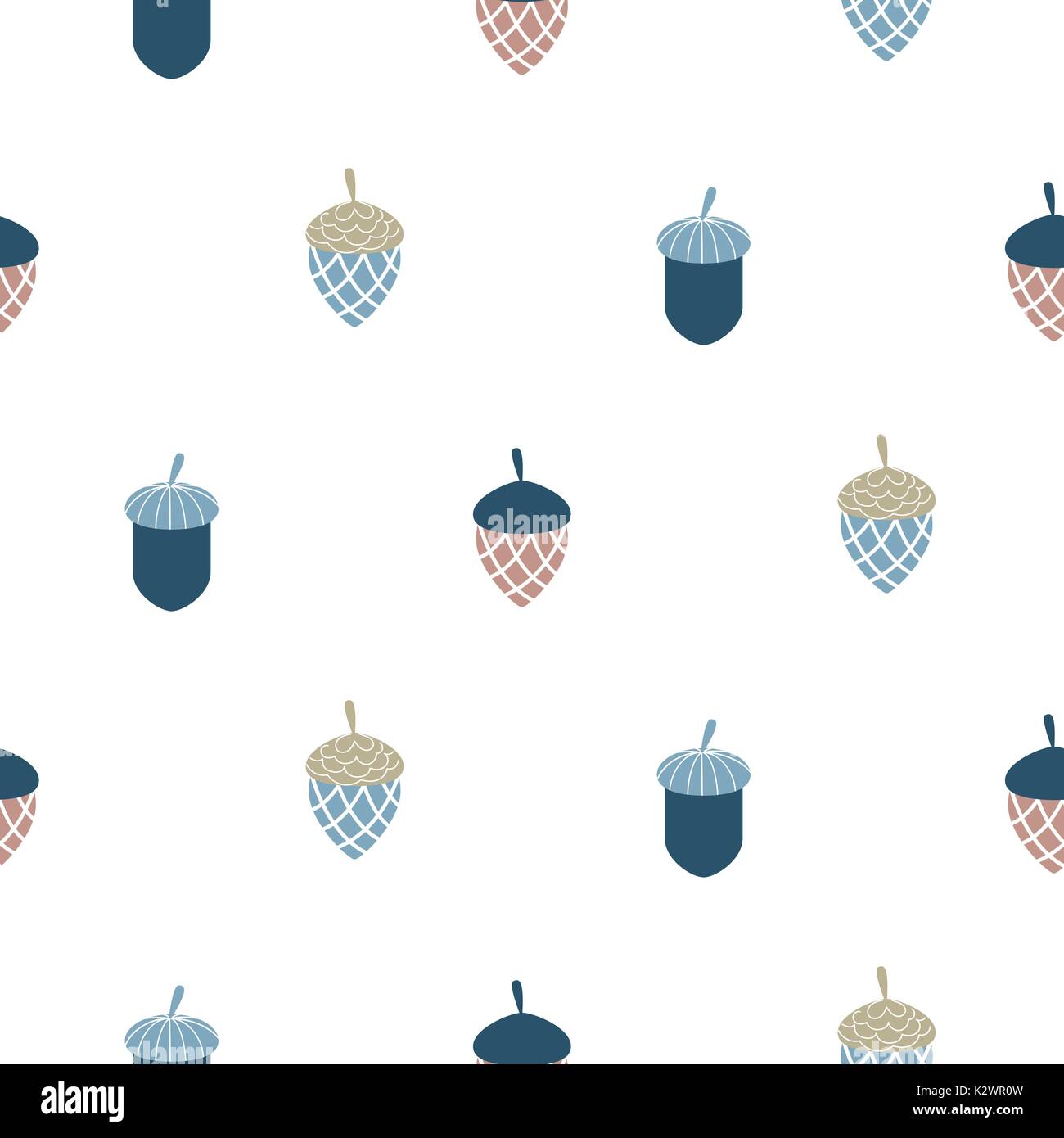 Scandi bleu simple motif d'acorn vectoriel continu. Illustration de Vecteur