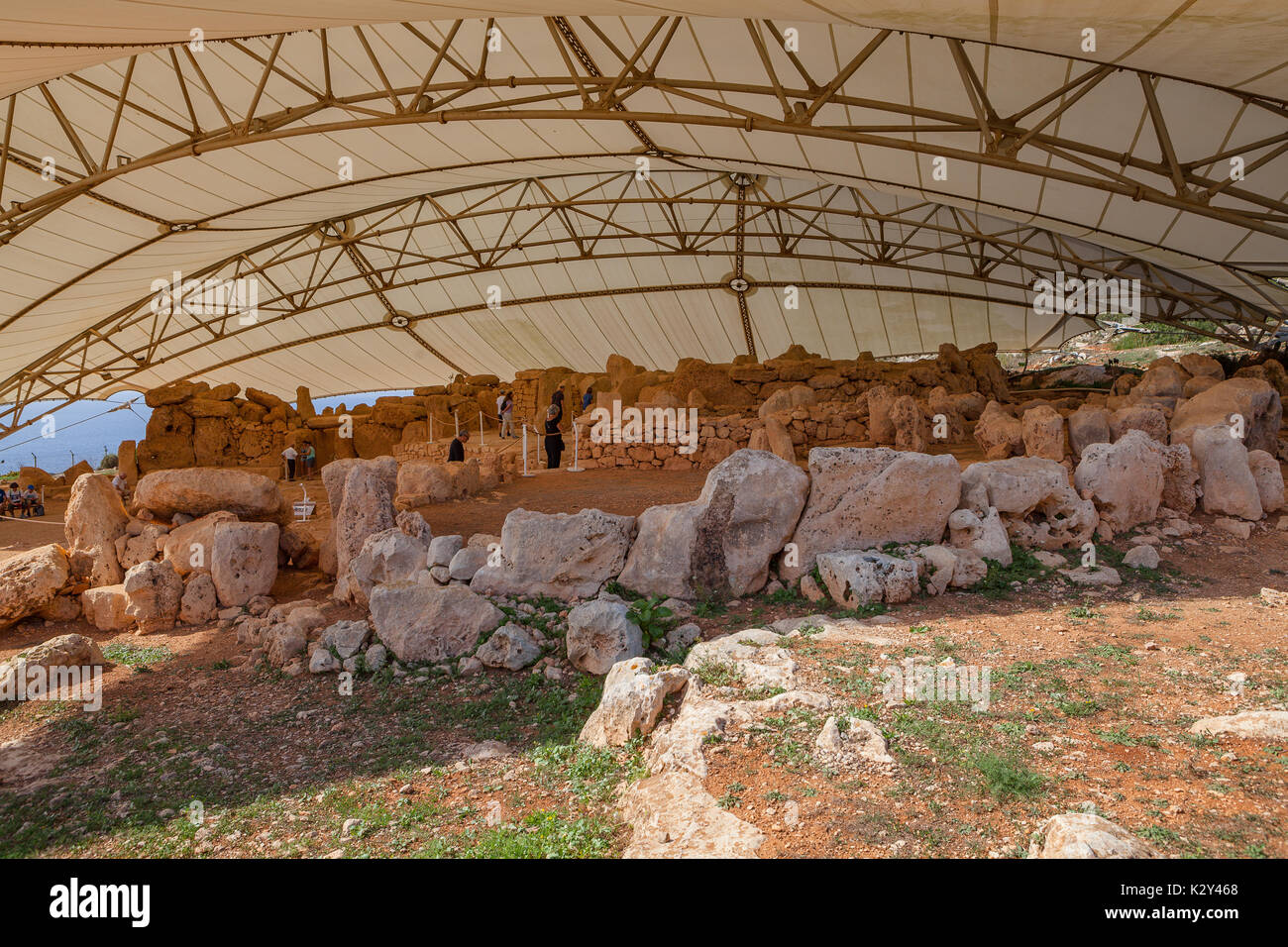 MNAJDRA, MALTE - 16 octobre 2016 : temple mégalithique, monument mégalithique de l'île de Malte. Vue panoramique. Banque D'Images