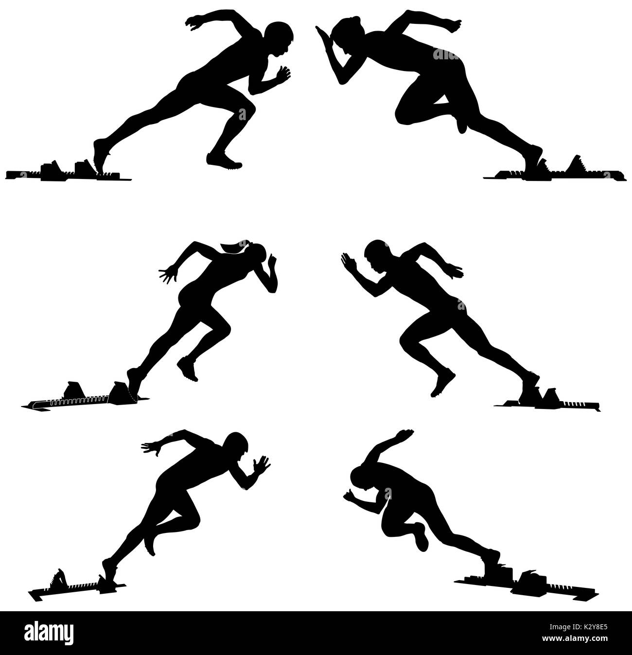 Définir l'athlétisme porteur sprinters starting-blocks Banque D'Images Définir l'athlétisme porteur sprinters starting-blocks Banque D'Images