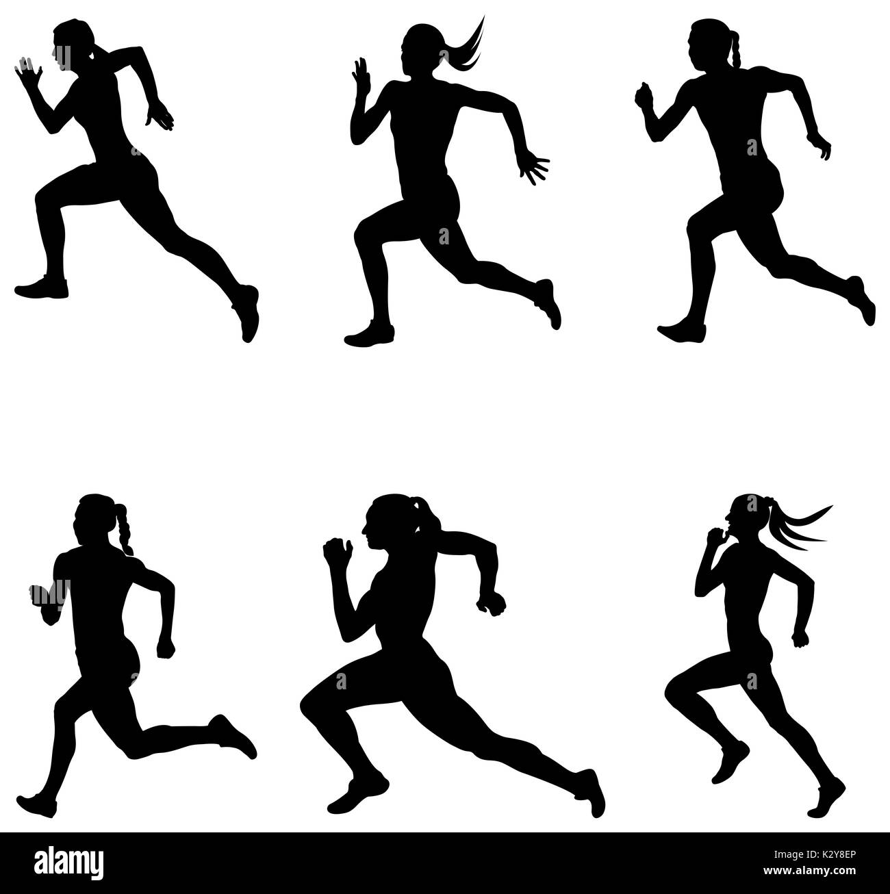 Les coureurs femme sprint set vector illustration Banque D'Images