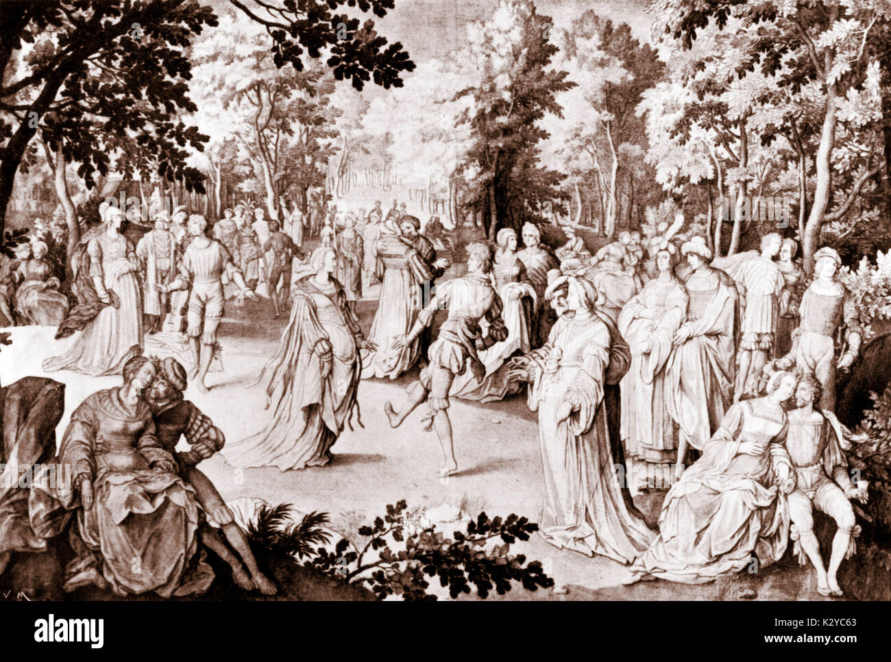 Danse - Bal à la Cour de la Renaissance flamande. Banque D'Images