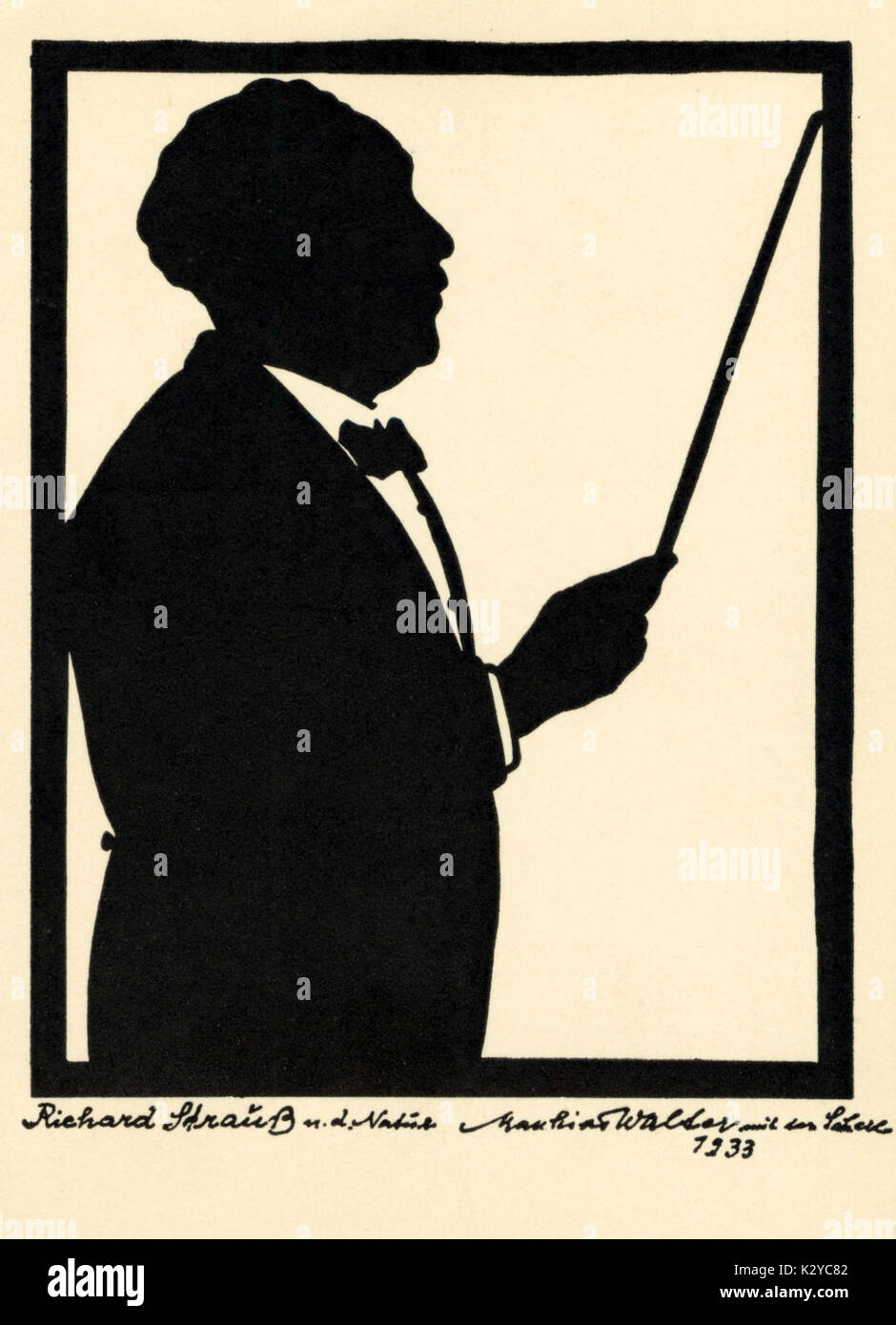 Richard Strauss-1933, se lit par 'Mathias Walter ' ' avec les ciseaux. Découper le papier. Compositeur allemand et d'orchestre. Silhouette 1864-1949 Banque D'Images