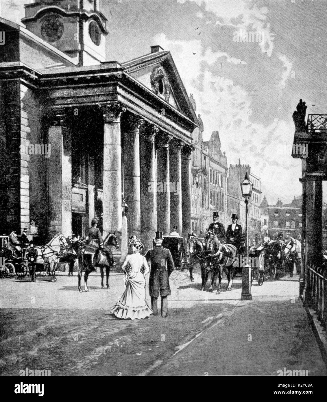 Hanover Square, Londres, Royaume-Uni. St George's Church sur la gauche de l'image. Banque D'Images