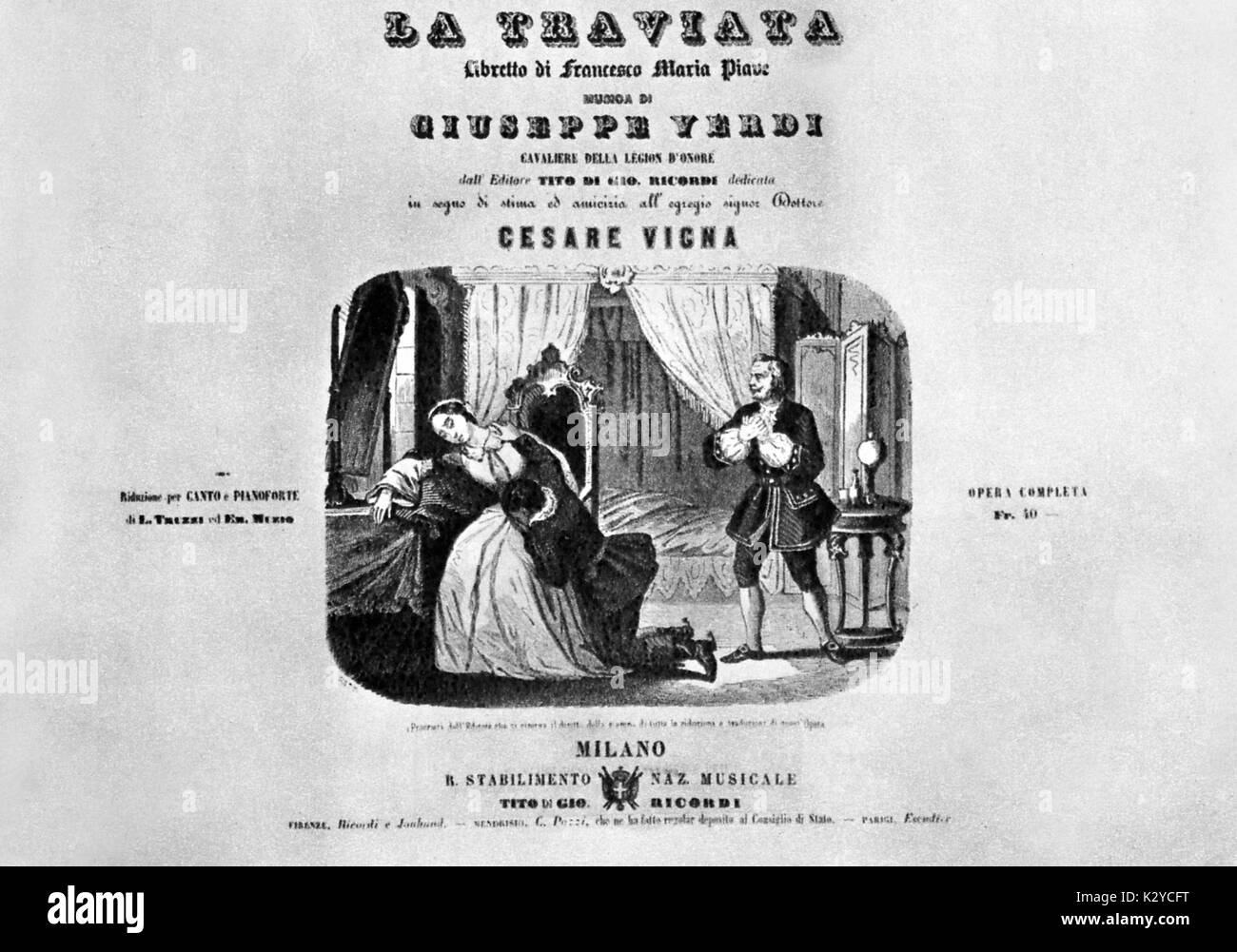 VERDI, Giuseppe - La Traviata - dernier acte établissant par Focosi, prises à partir de la première édition de score. Compositeur italien (1813-1901). Banque D'Images