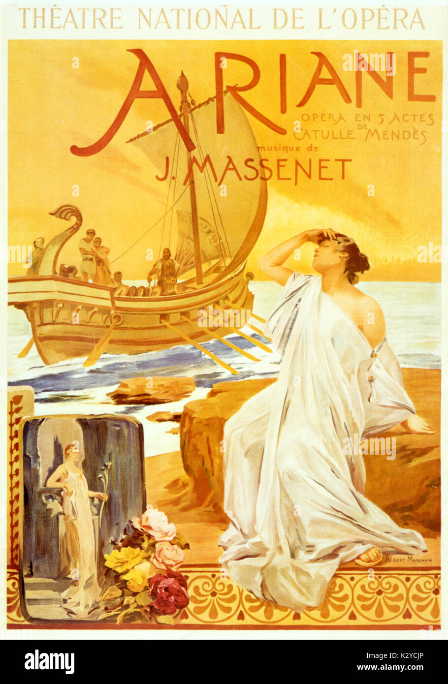 Jules Massenet - ARIANE Poster pour la performance au Théâtre National de l'Opéra (1906), par Albert Maignan (1845-1908). Compositeur français (1842-1912). Banque D'Images
