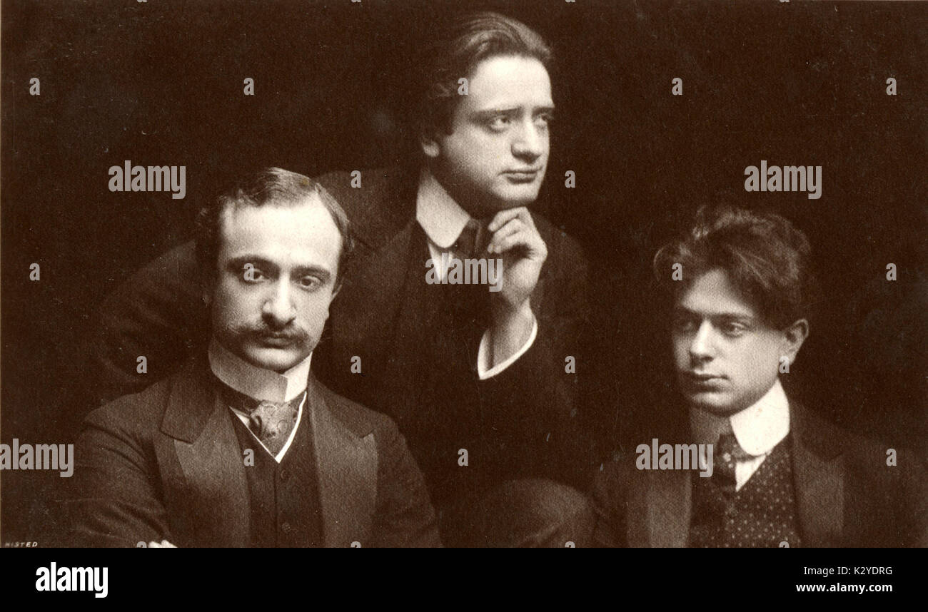 Hambourg Trio pour piano (l-r) : Jan Hambourg (violoniste), Mark Hambourg (pianiste), Boris Hambourg ('La violoncelliste) musique de chambre Banque D'Images