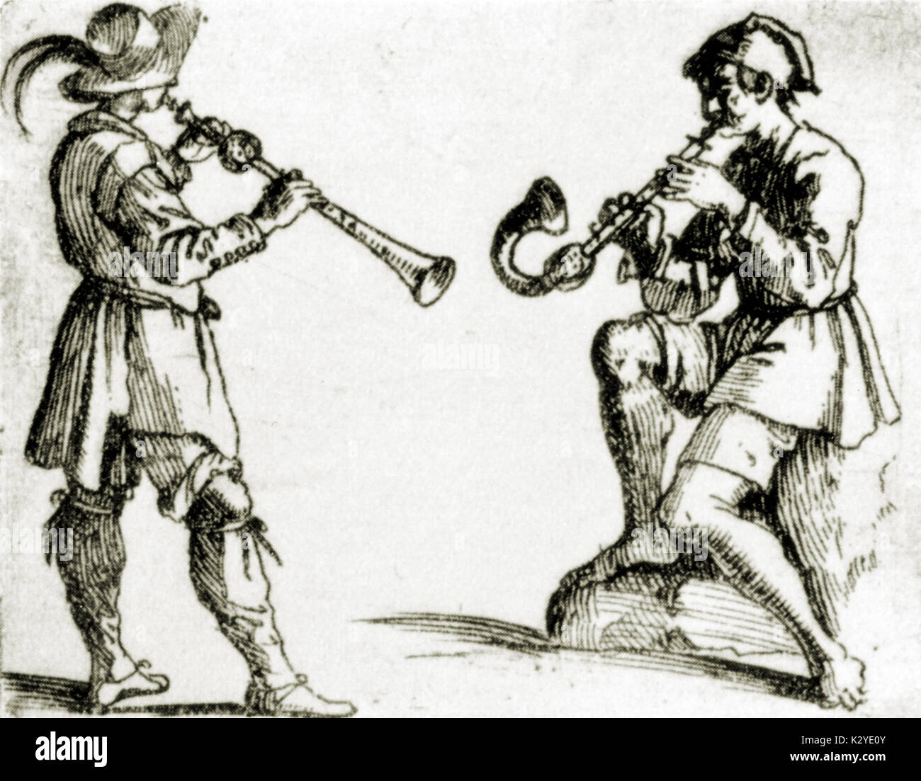 Dessin De Musiciens Jouant De La Renaissance L Et R Chalemie Crumhorn 17eme Siecle Debut Du Baroque Dessin De Bracelli 1615 Rome Photo Stock Alamy