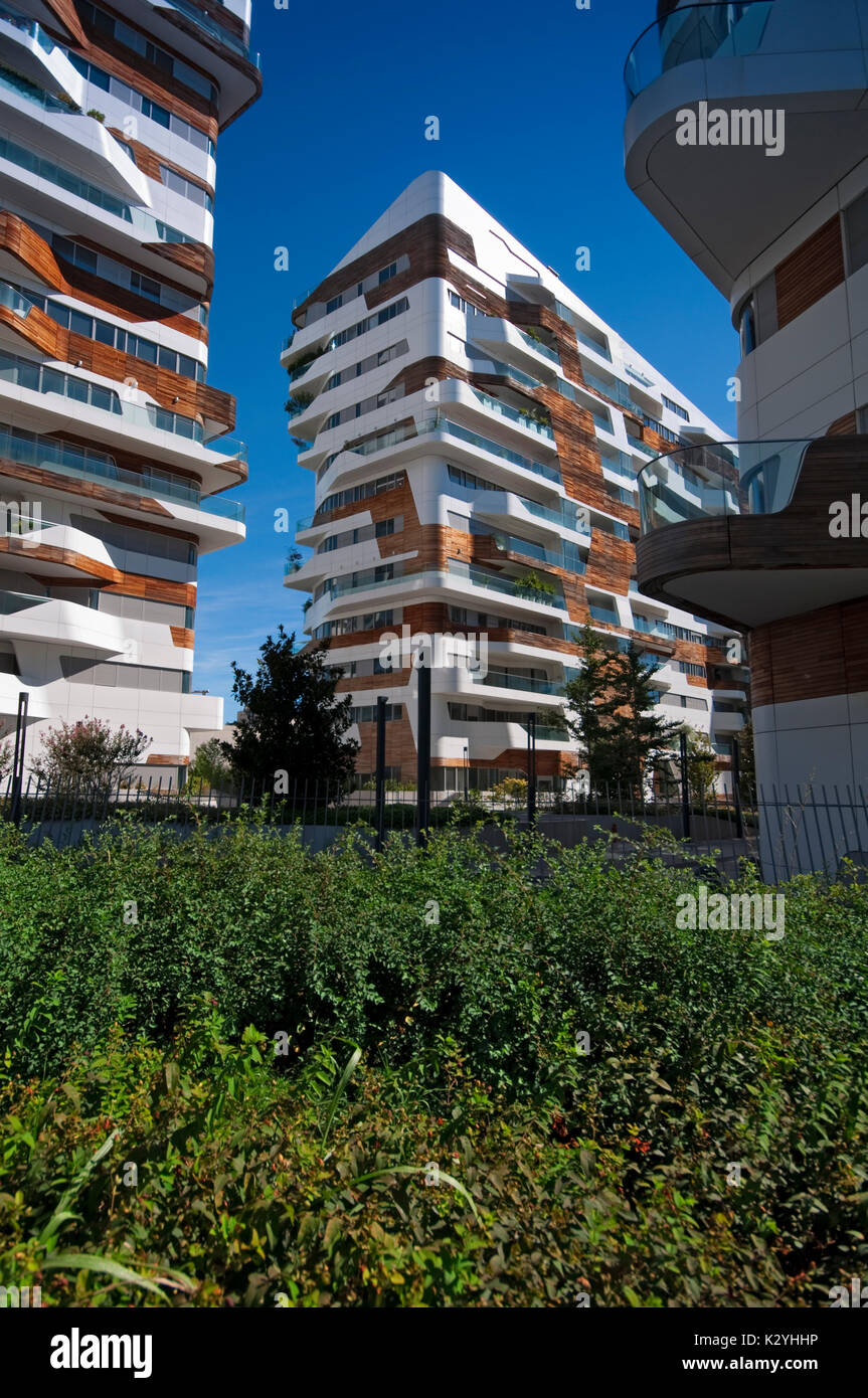 Italie, Milan, le CityLife, Zaha Hadid Residences Banque D'Images