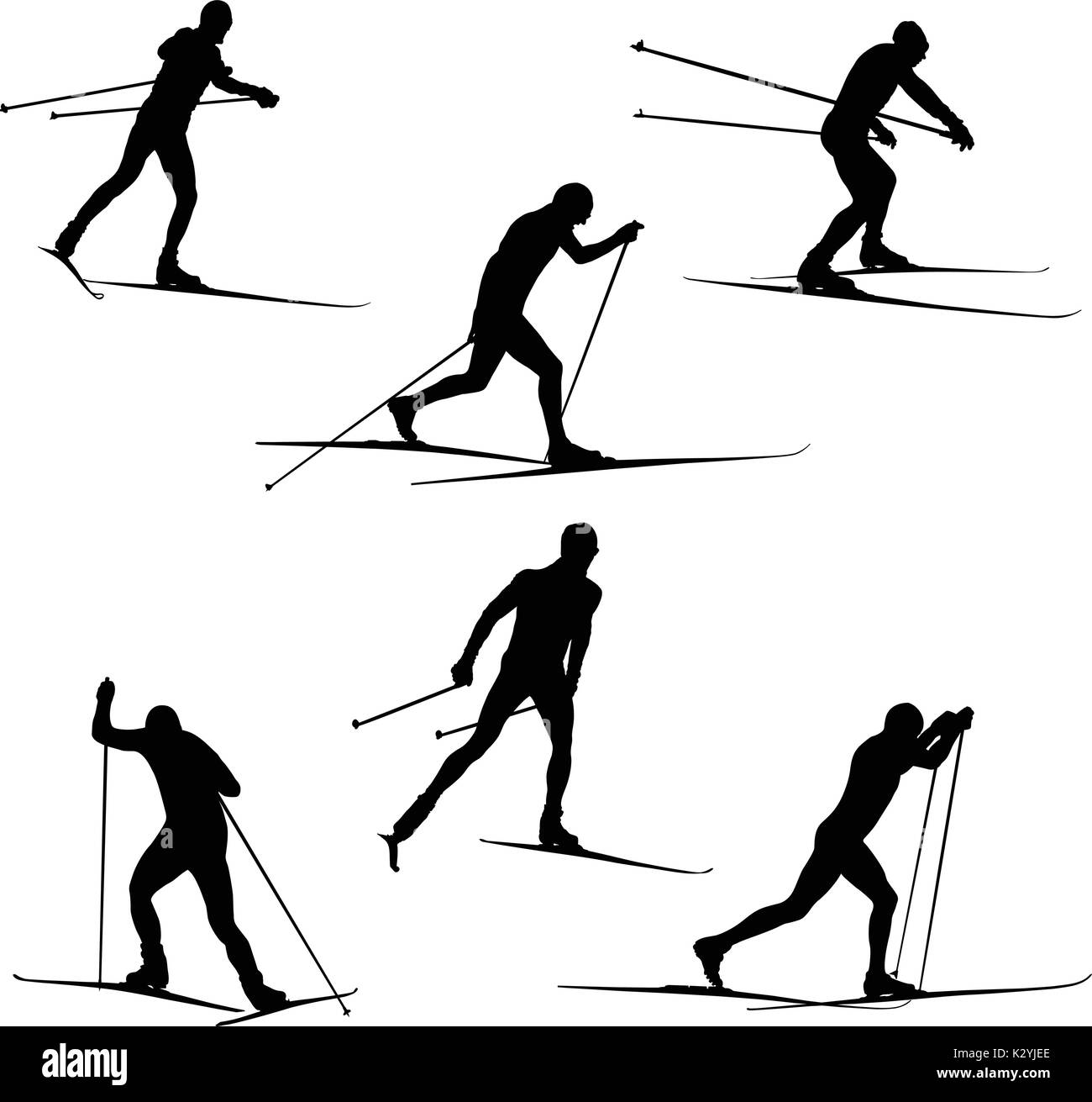 Ski skieurs athlètes Set vector illustration Illustration de Vecteur
