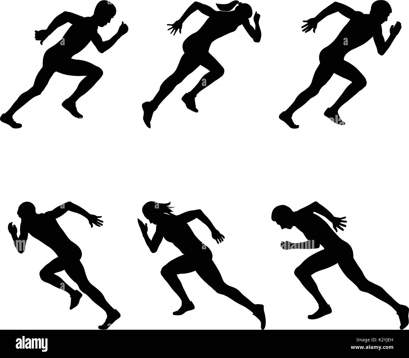 Définir l'athlétisme sprinters porteur commencer vector illustration Illustration de Vecteur
