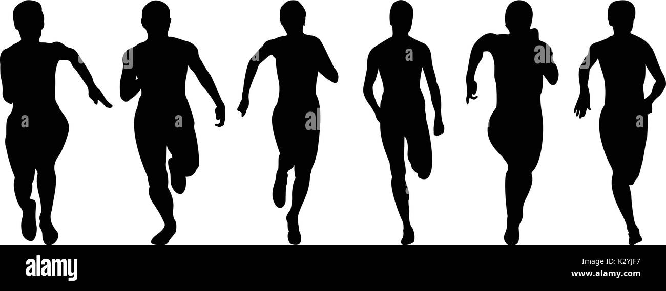 Définir l'athlétisme pour les coureurs femme silhouettes noires Illustration de Vecteur