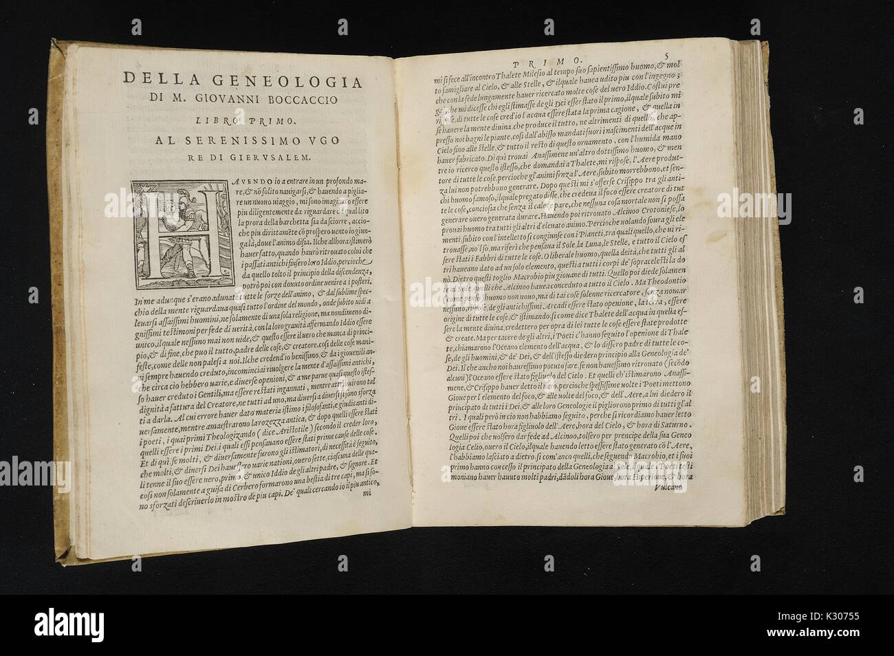 Manuscrit enluminé de "Généalogie des dieux" à l'origine par Giovanni Boccaccio à partir de la 14e siècle, 1606. Banque D'Images