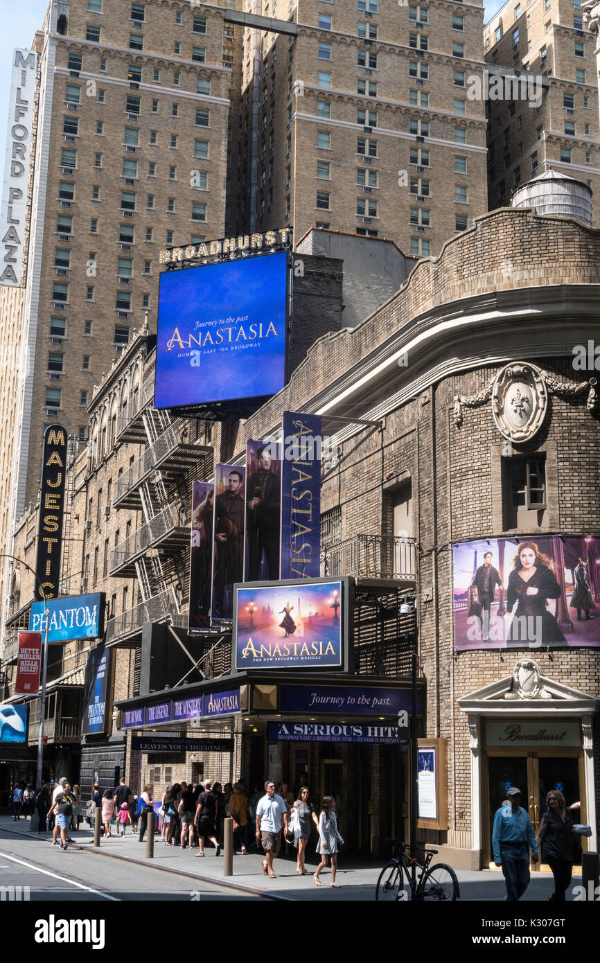 Le Broadhurst Theatre avec Anastasia Marquee au 235 44e Rue Ouest, Times Square, New York, USA Banque D'Images