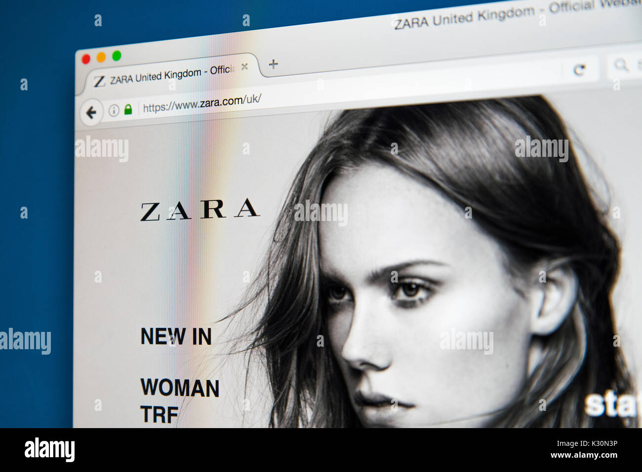 Londres, Royaume-Uni - 10 août 2017 : La page d'accueil du site web  officiel de Zara, l'espagnol détaillant Vêtements et accessoires, le 10  août 2017 Photo Stock - Alamy