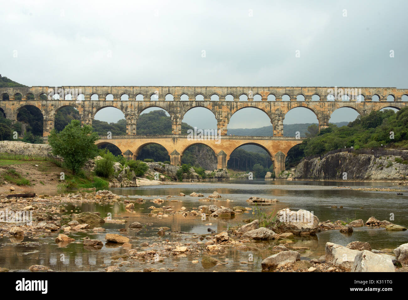 Pont du Gard, aqueduc Romain, France Banque D'Images