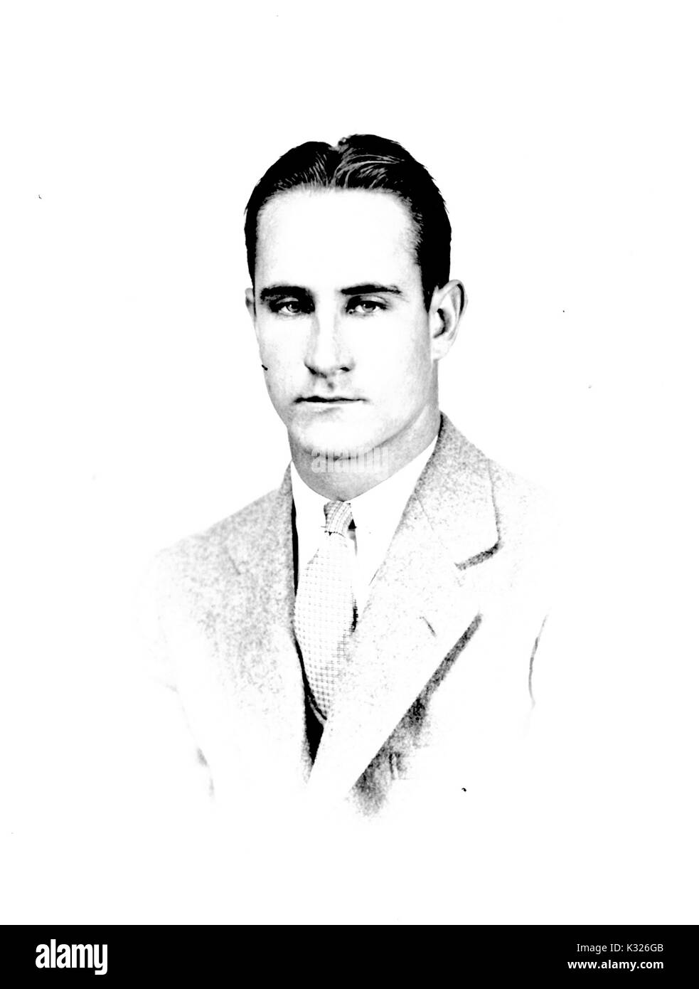 Portrait de la poitrine vers le haut d'Edward, un Dukehart Comegys Baltimore courtier immobilier et partenaire de l'agence de voyage Wilson Walker, 1930. Banque D'Images