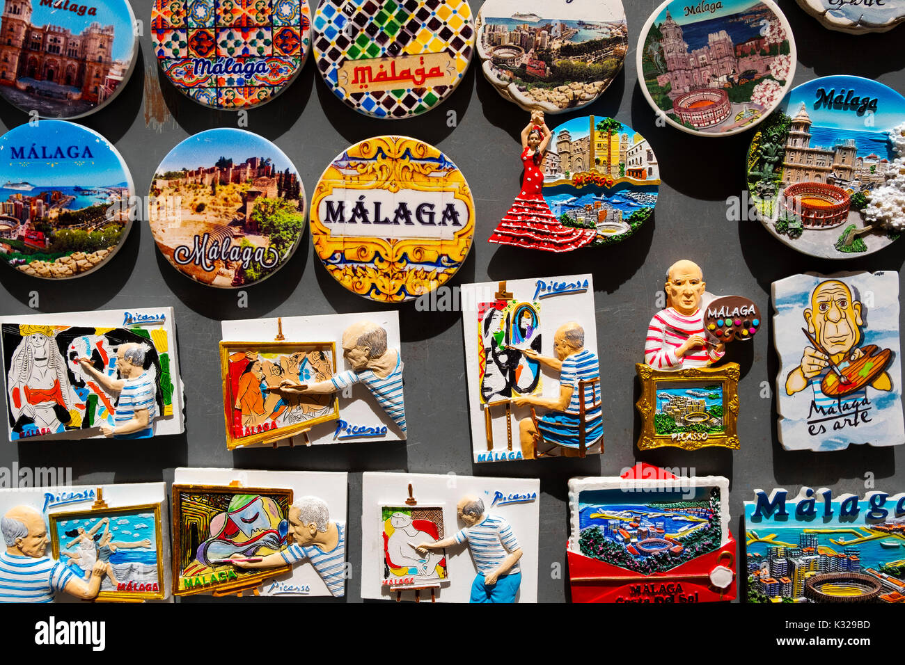 Souvenirs cadeaux, la ville de Malaga, Costa del Sol, Andalousie le sud de  l'Espagne, Europe Photo Stock - Alamy